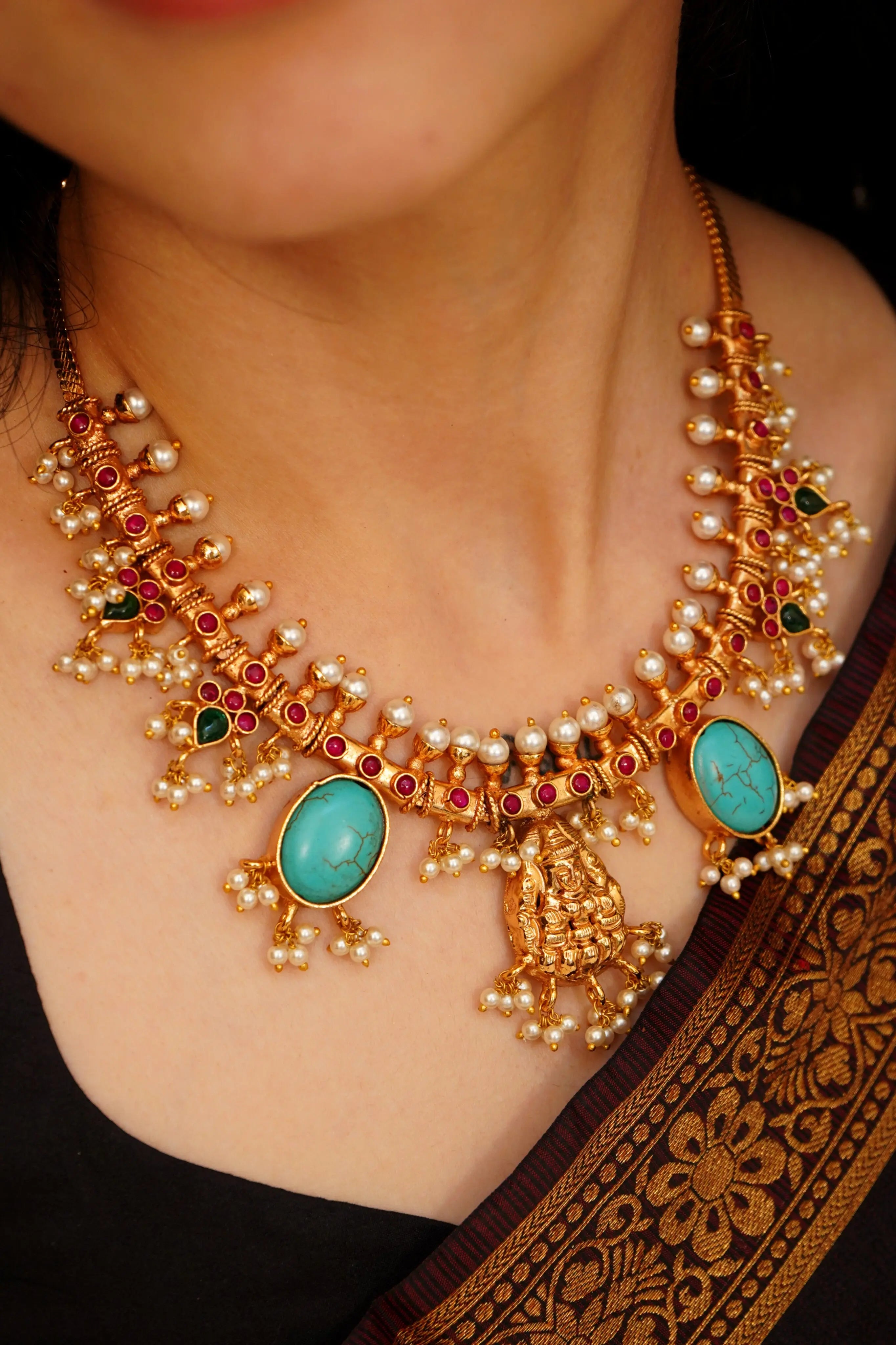 SREEMATHI GUTTA PUSALU NECKLACE - Queens Jewel Emporium