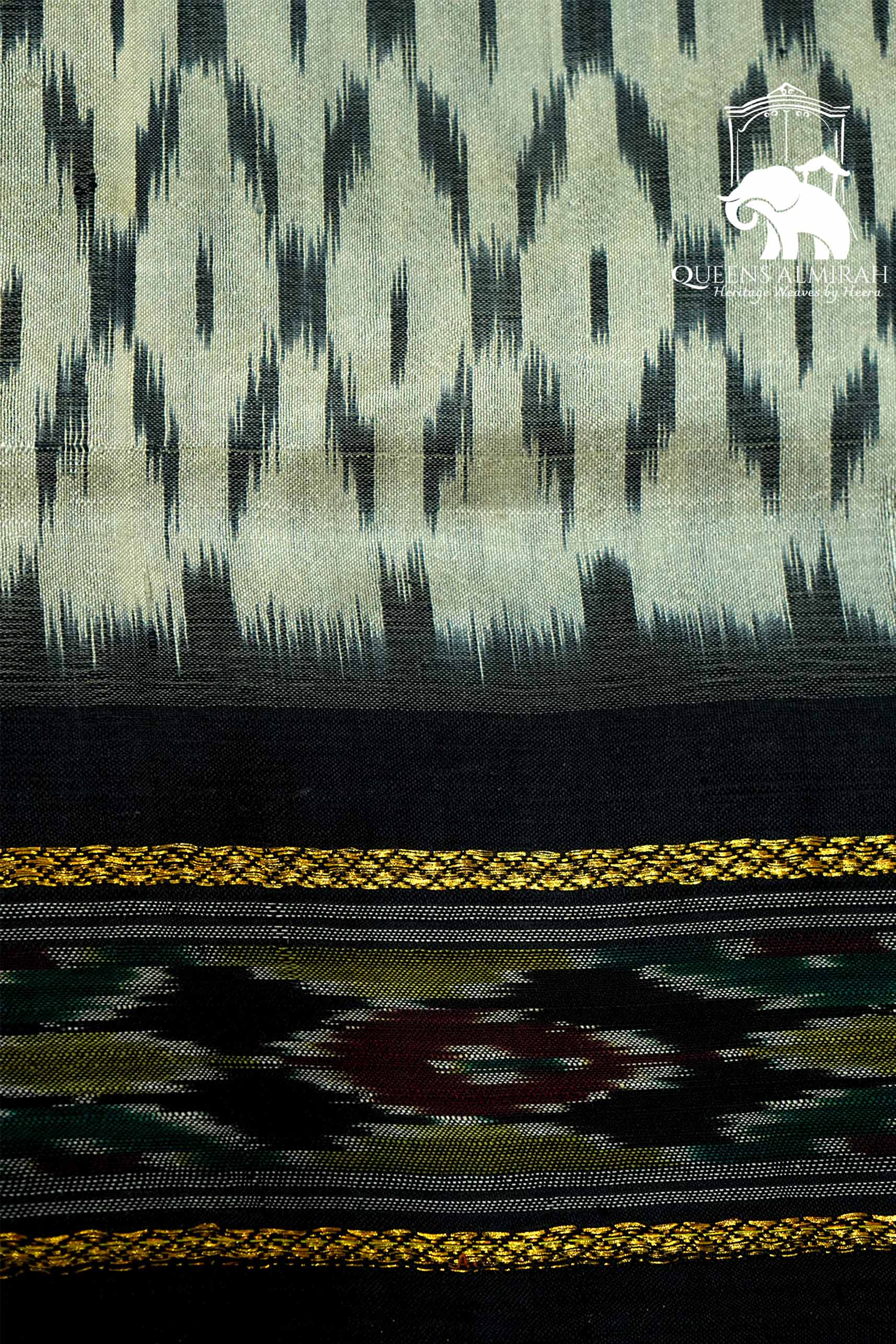 STONE GREY WITH JET GREY MULBERRY SILK SAREE - Queens Jewel Emporium