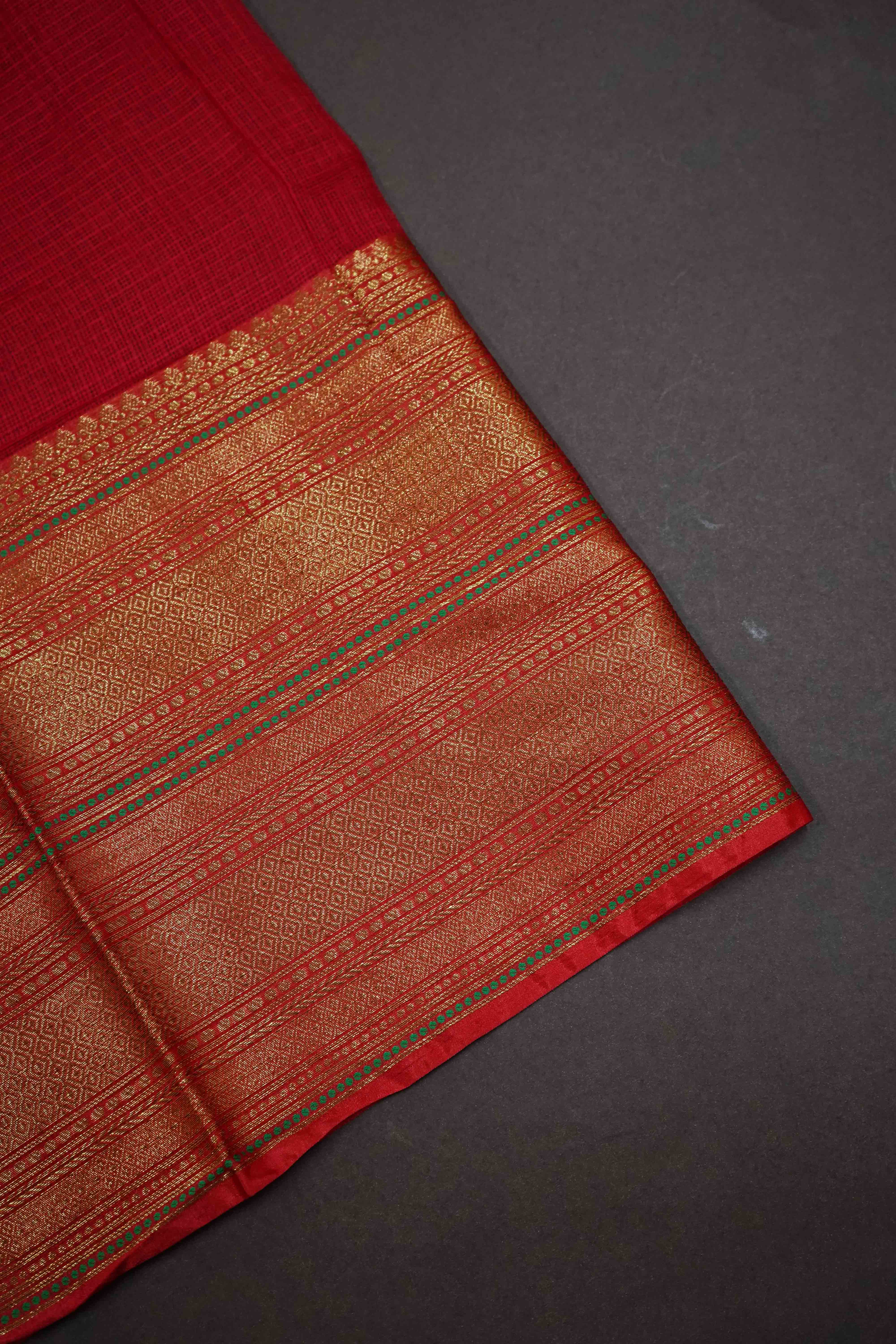 STRAWBERRY RED  KOTA SILK SAREE - Queens Jewel Emporium