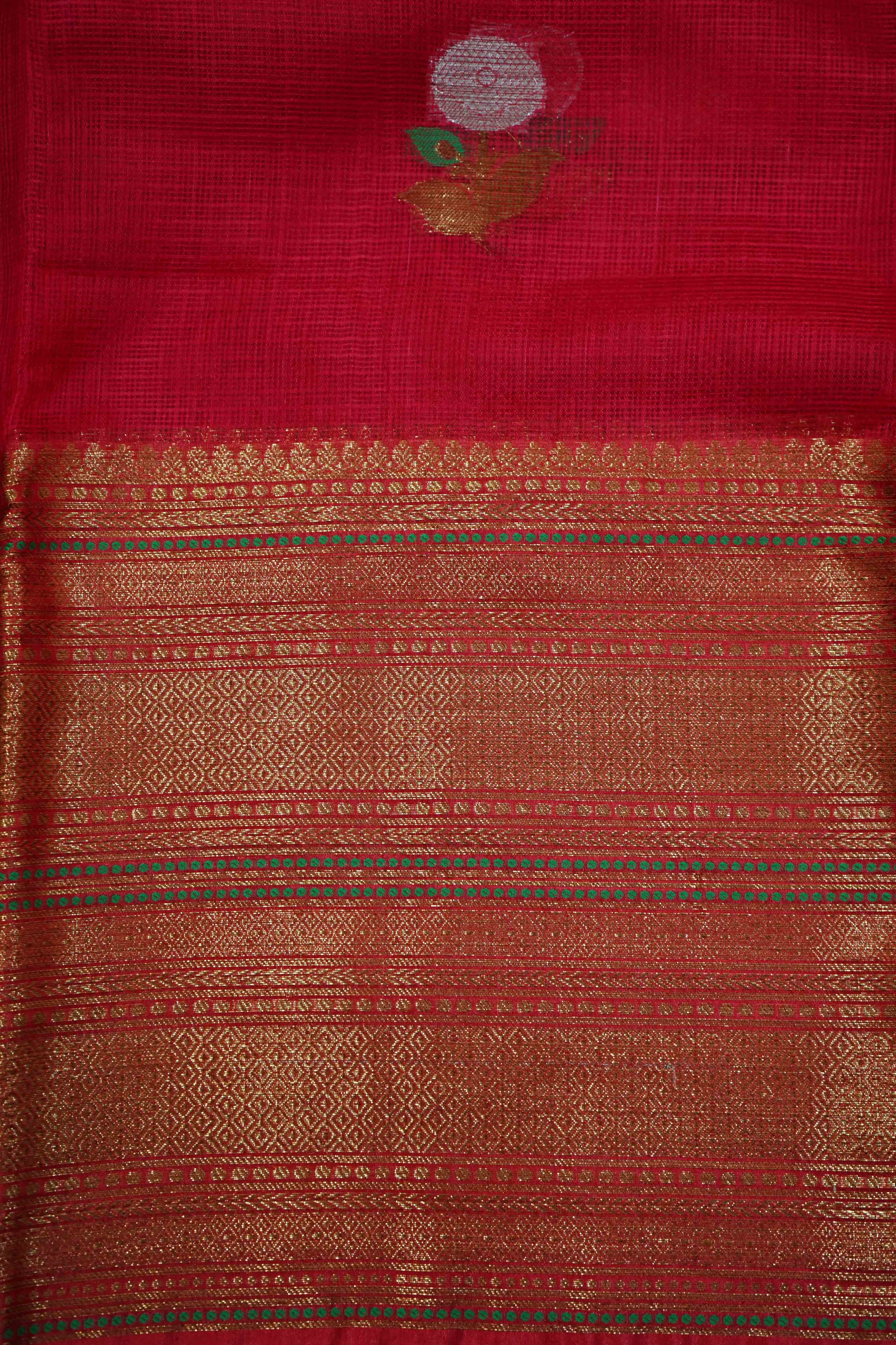 STRAWBERRY RED  KOTA SILK SAREE - Queens Jewel Emporium