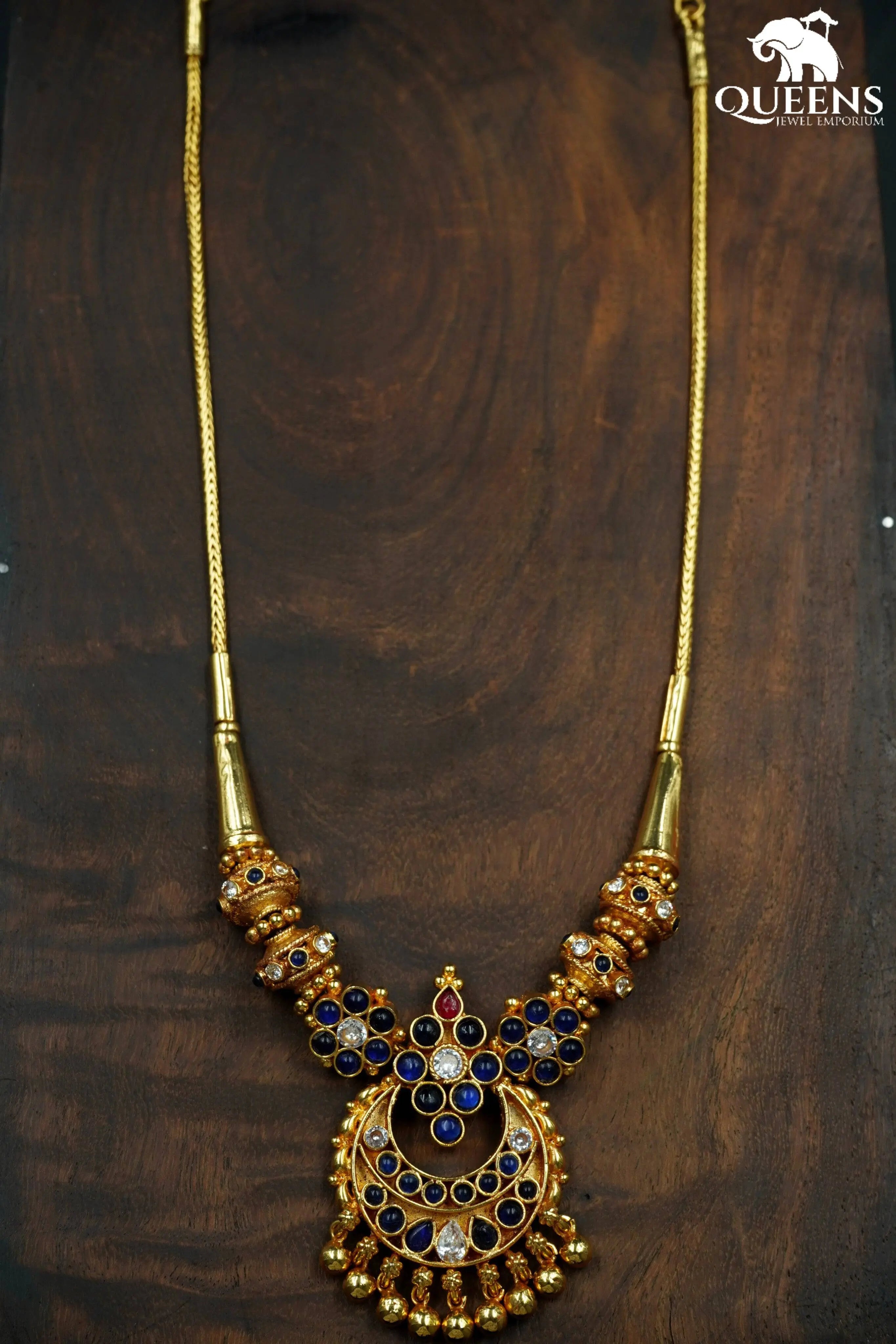 SUHASINI NECKLACE - BLUE - Queens Jewel Emporium