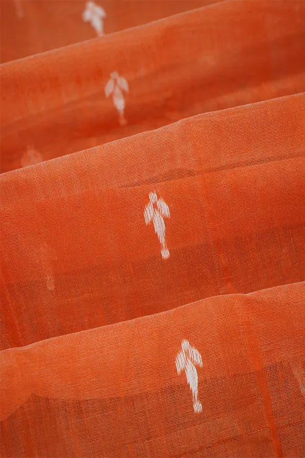 SUNRISE ORANGE JAMDANI COTTON SAREE - Queens Jewel Emporium