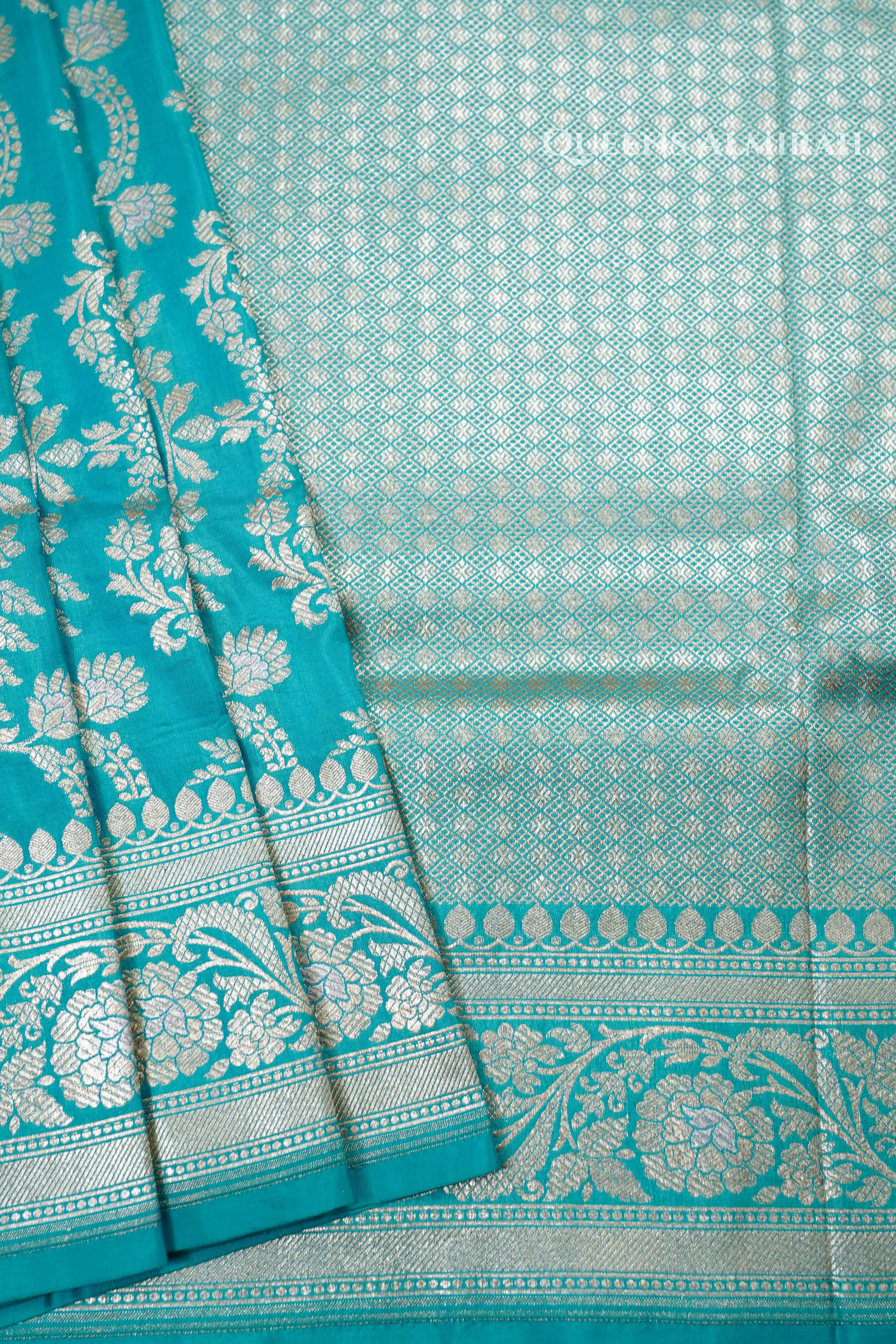 Sea Blue Banarasi Silk Saree QUEENS ALMIRAH