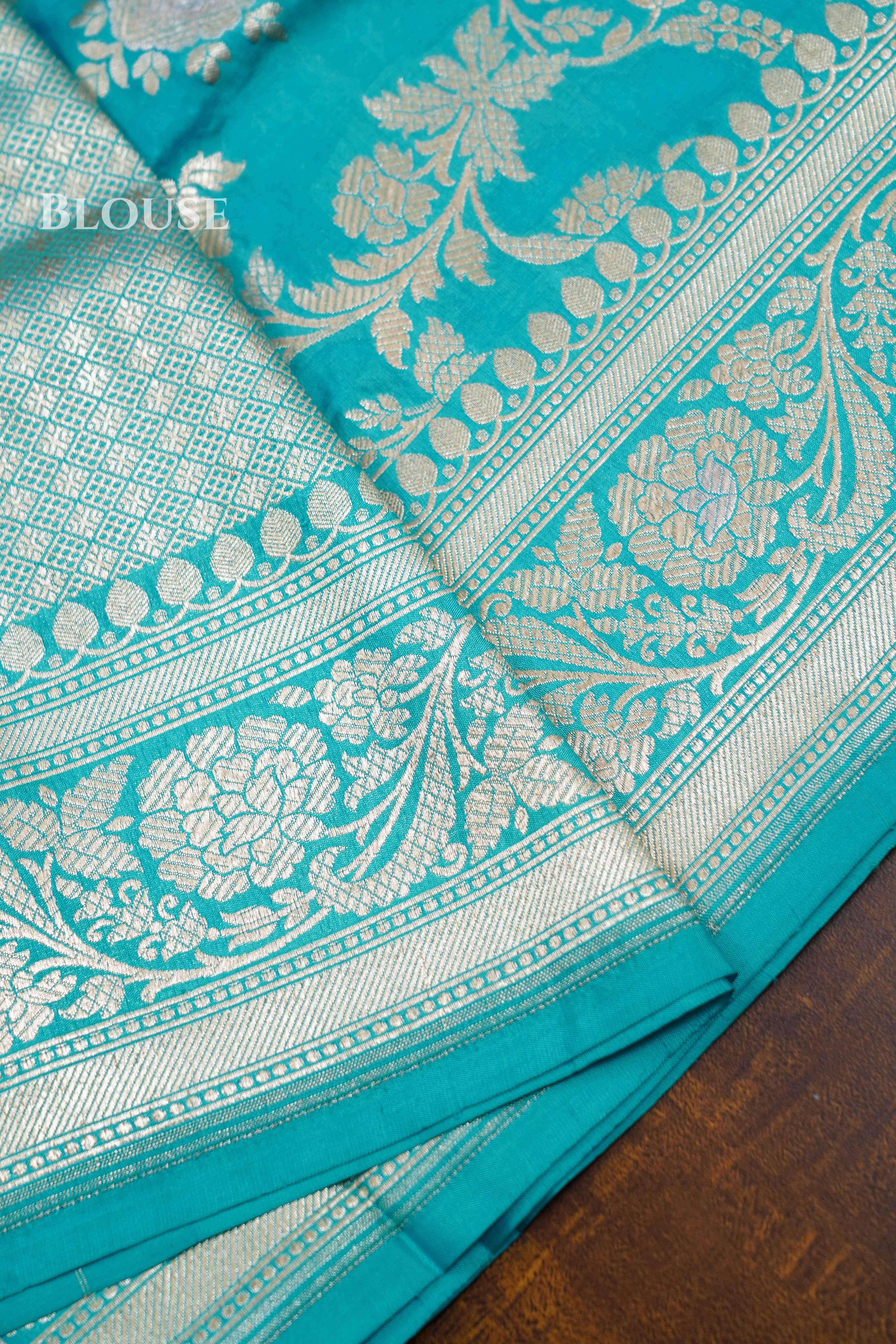 Sea Blue Banarasi Silk Saree QUEENS ALMIRAH