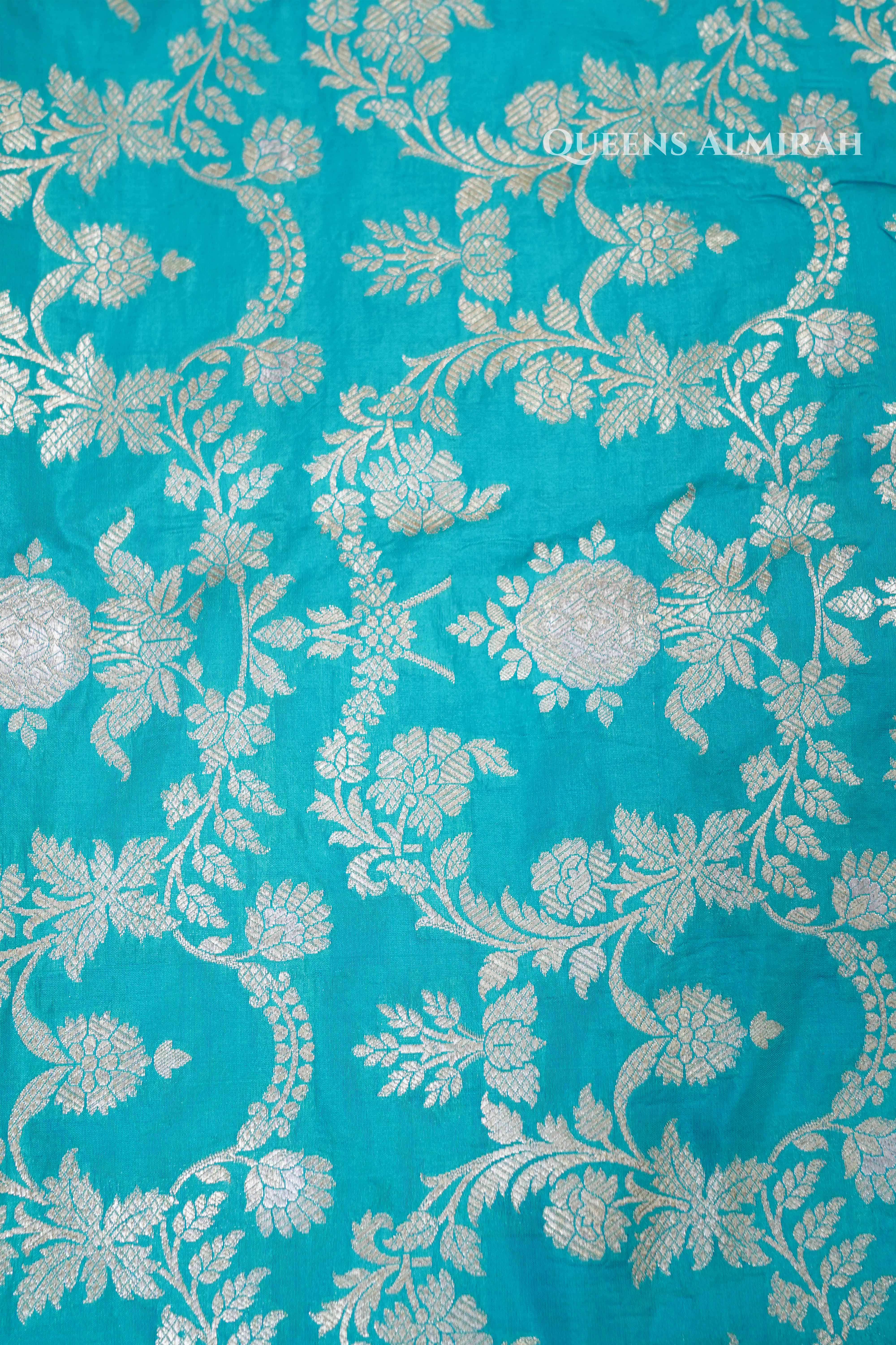 Sea Blue Banarasi Silk Saree QUEENS ALMIRAH