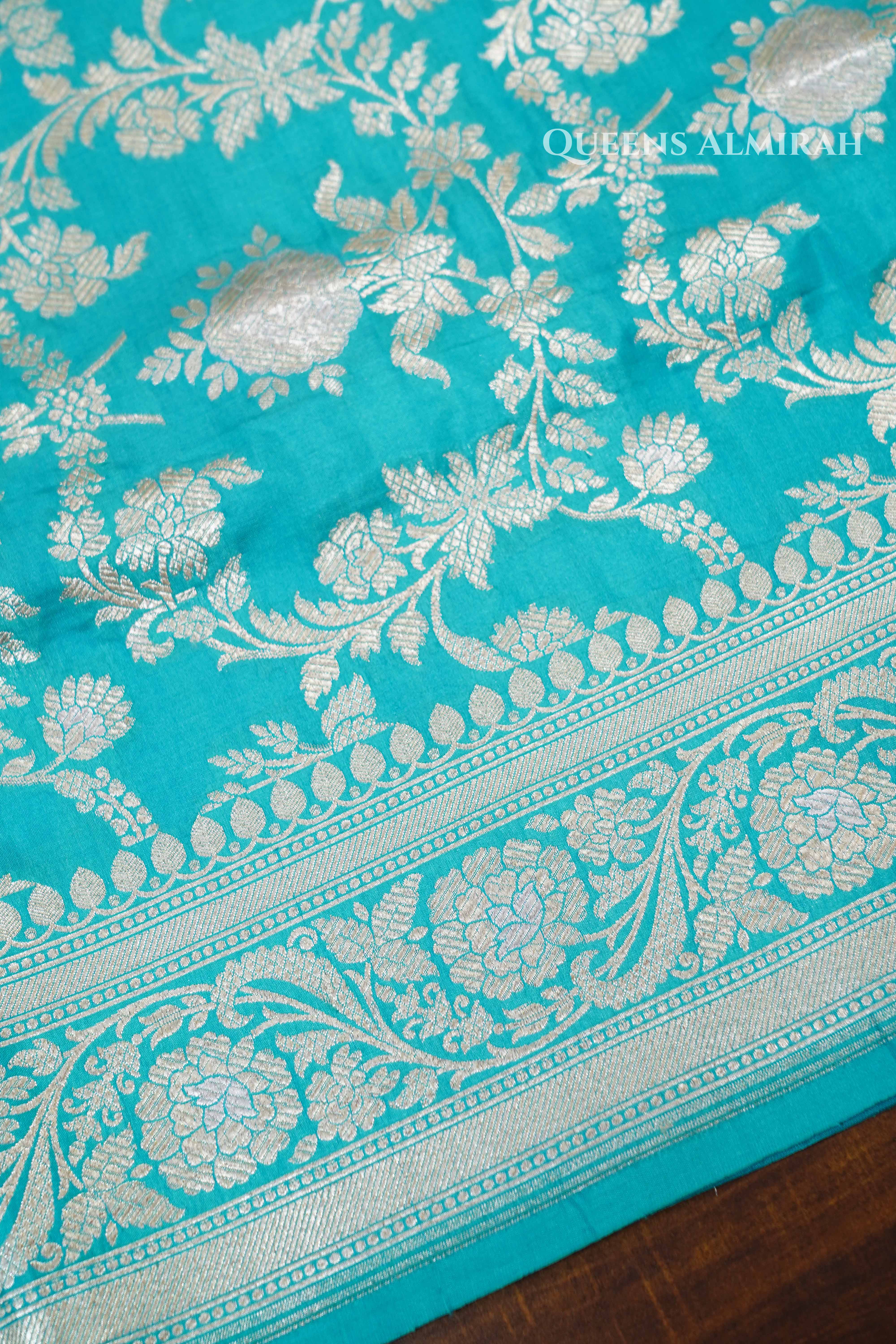 Sea Blue Banarasi Silk Saree QUEENS ALMIRAH
