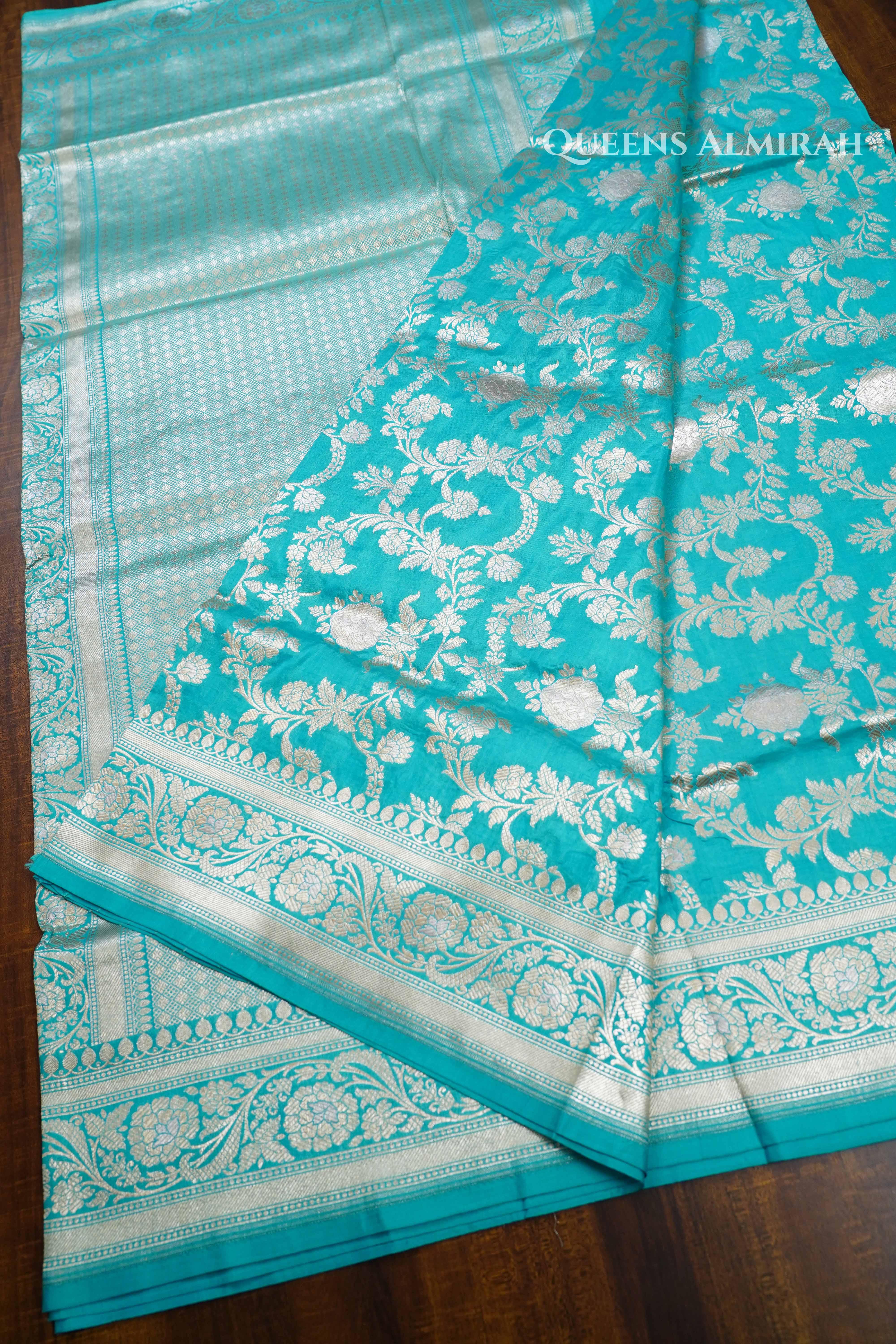 Sea Blue Banarasi Silk Saree QUEENS ALMIRAH