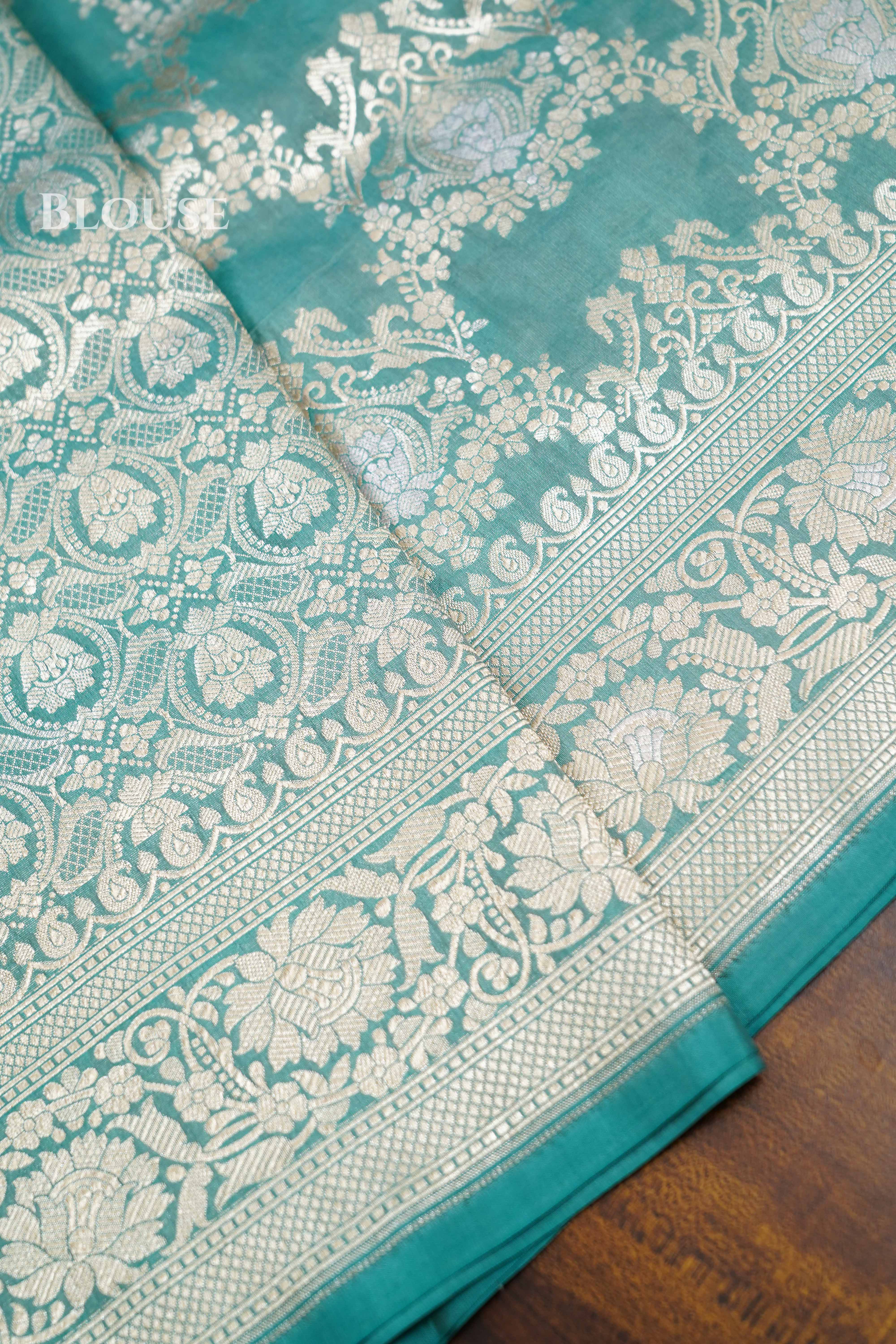 Sea Blue Banarasi Silk Saree QUEENS ALMIRAH