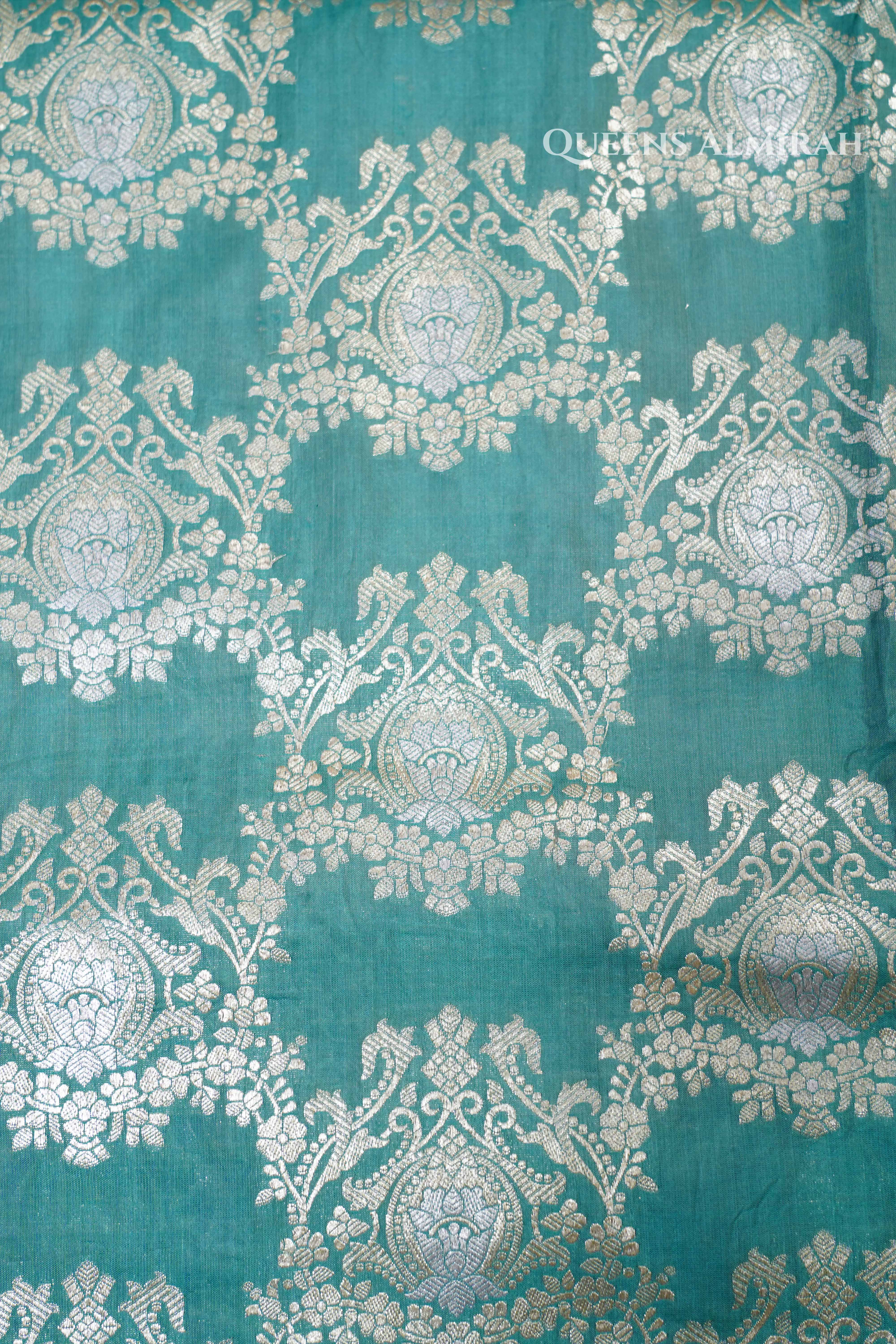 Sea Blue Banarasi Silk Saree QUEENS ALMIRAH
