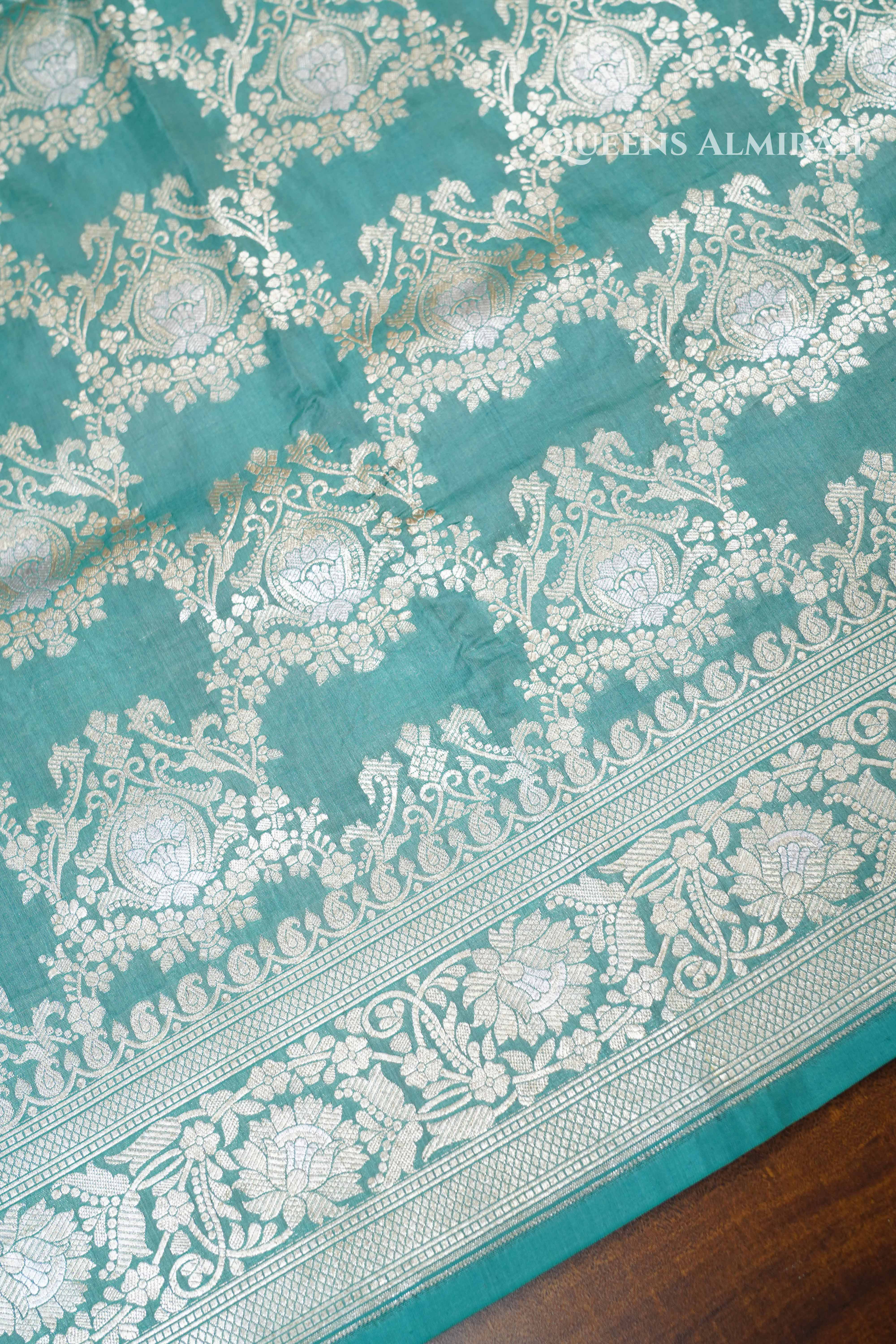 Sea Blue Banarasi Silk Saree QUEENS ALMIRAH