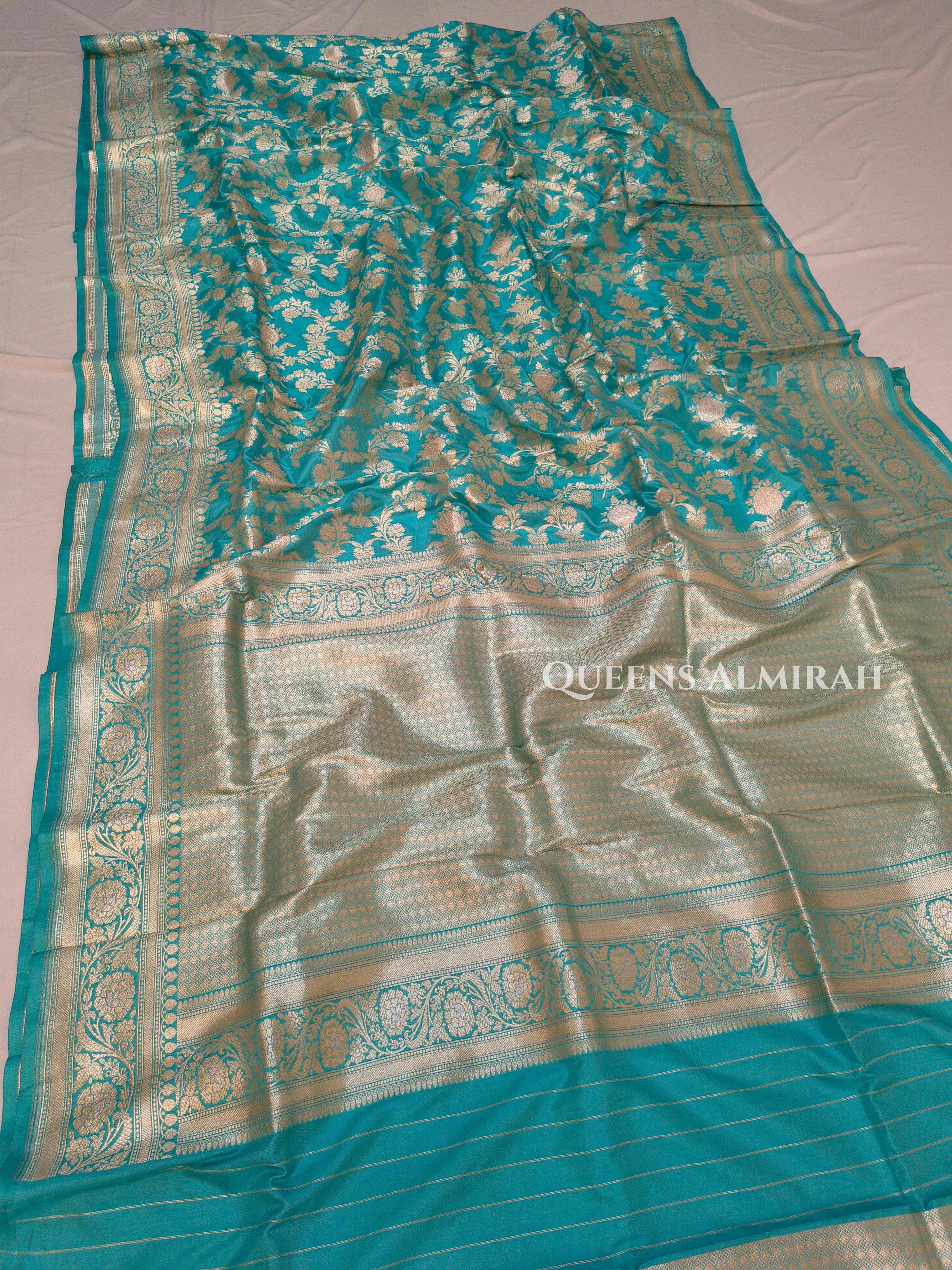Sea Blue Banarasi Silk Saree QUEENS ALMIRAH