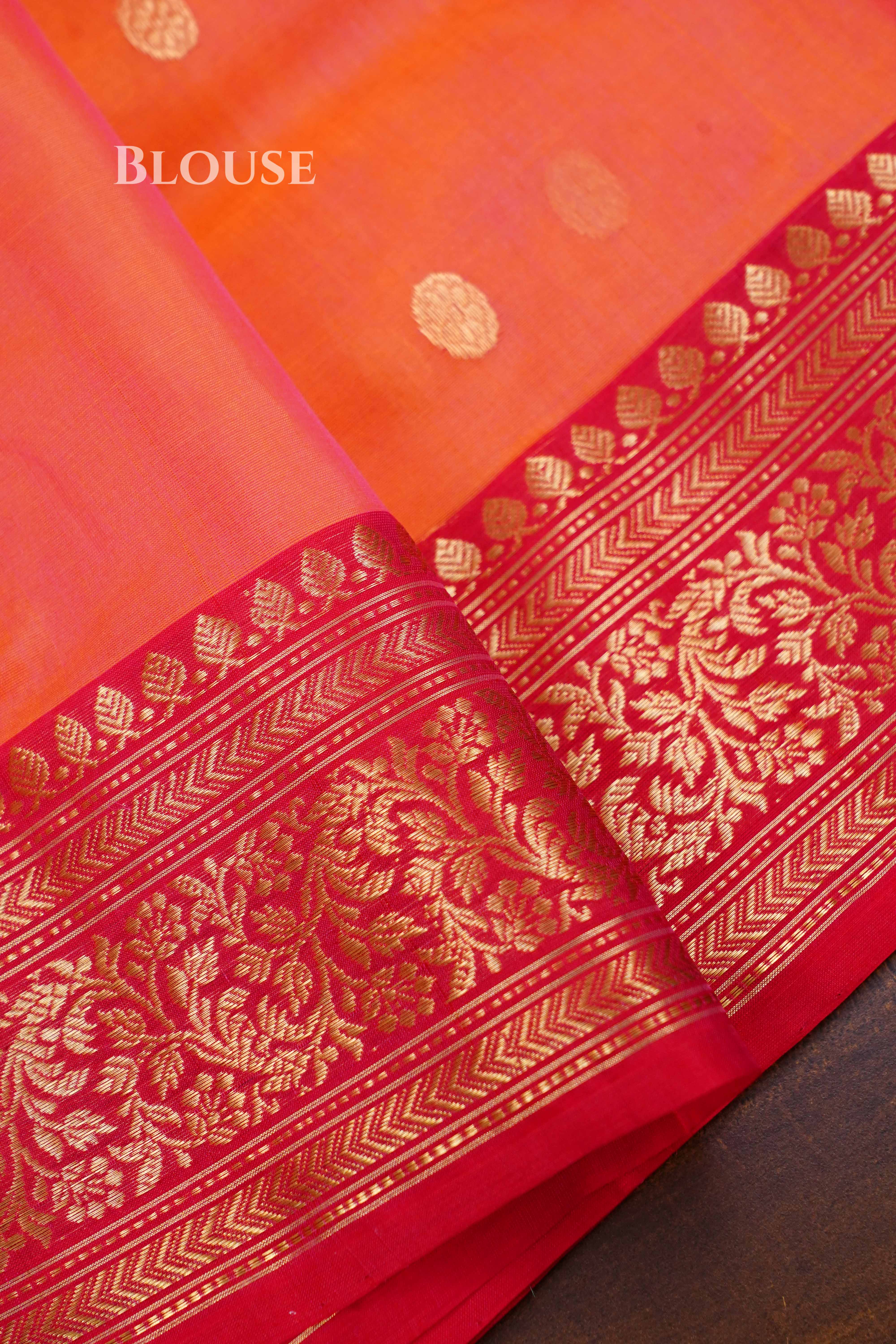 Sunrise Orange Chanderi Katan Silk Handloom Saree QUEENS ALMIRAH