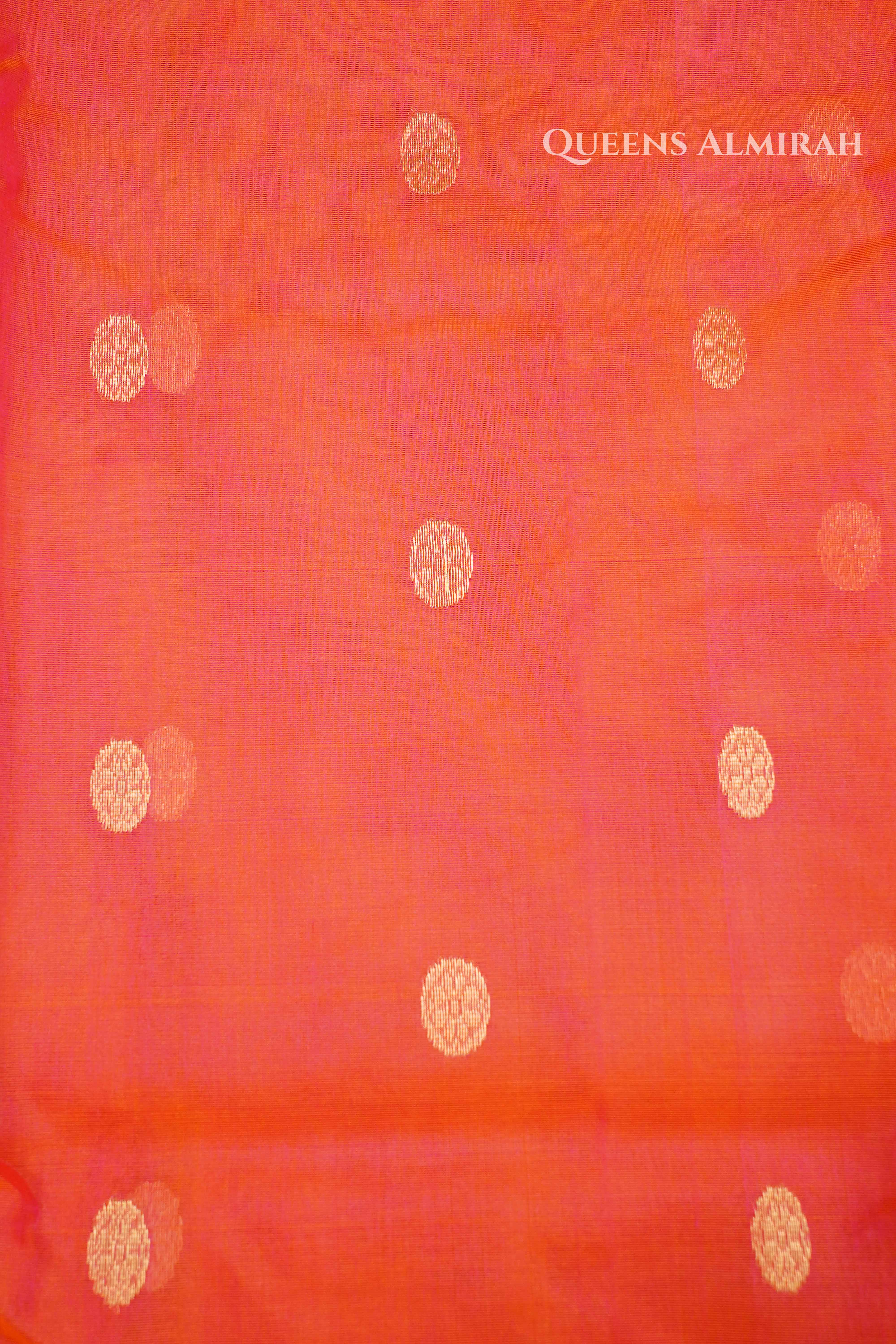 Sunrise Orange Chanderi Katan Silk Handloom Saree QUEENS ALMIRAH