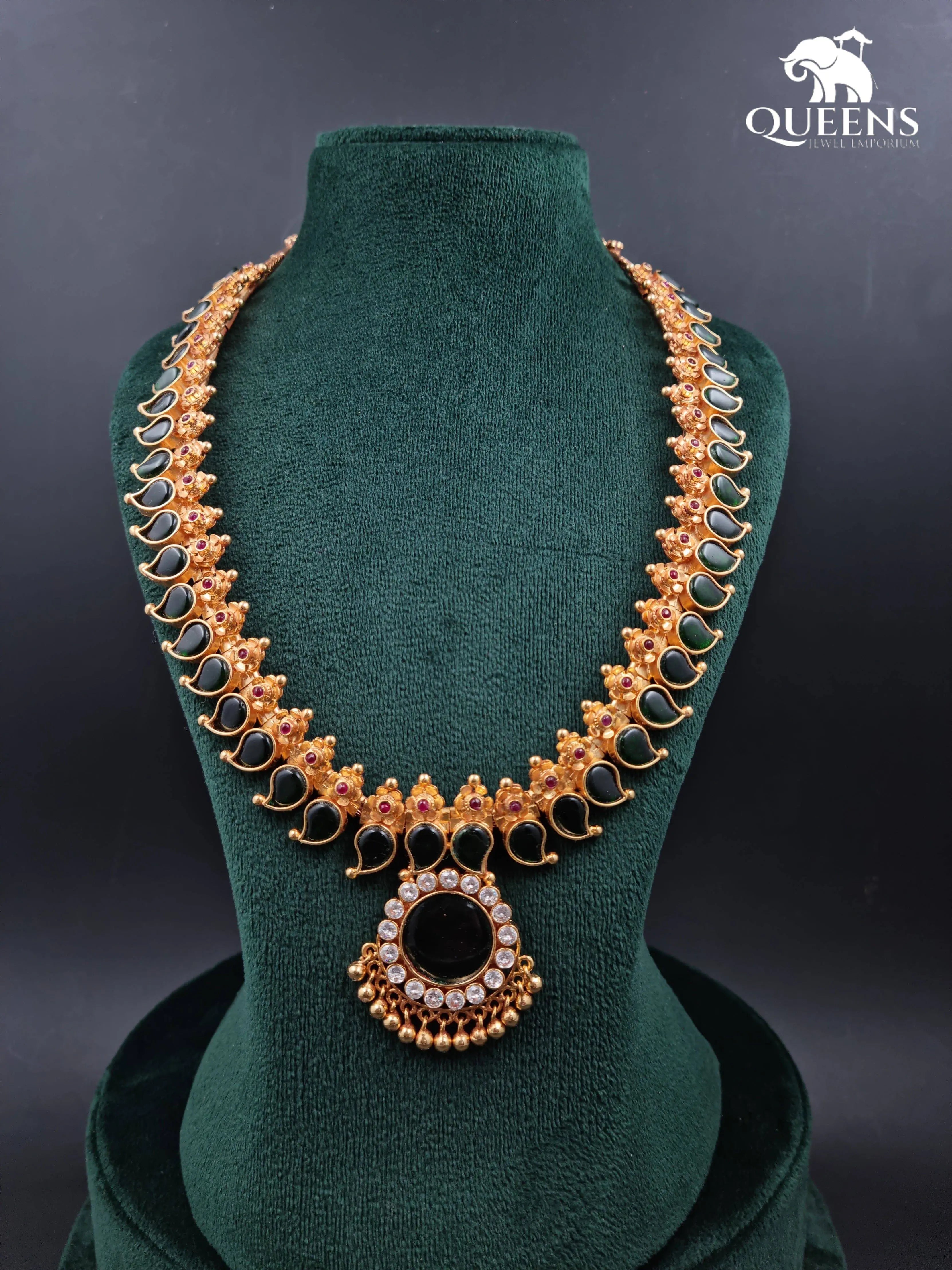 Black color stone jewellery , Mango design Haram , Elegant jewellery