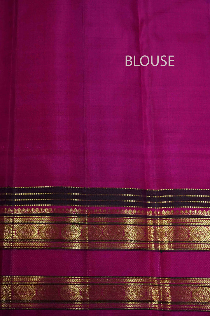 CABBAGE PURPLE WITH DRAGON PINK KANCHIVARAM SILK SAREE - Queens Jewel Emporium