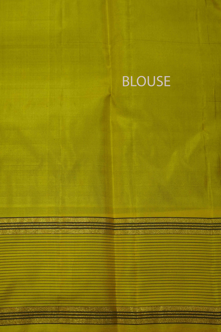 BLACK CURRENT WITH LEMON YELLOW PURE KANCHIVARAM SILK SAREE - Queens Jewel Emporium