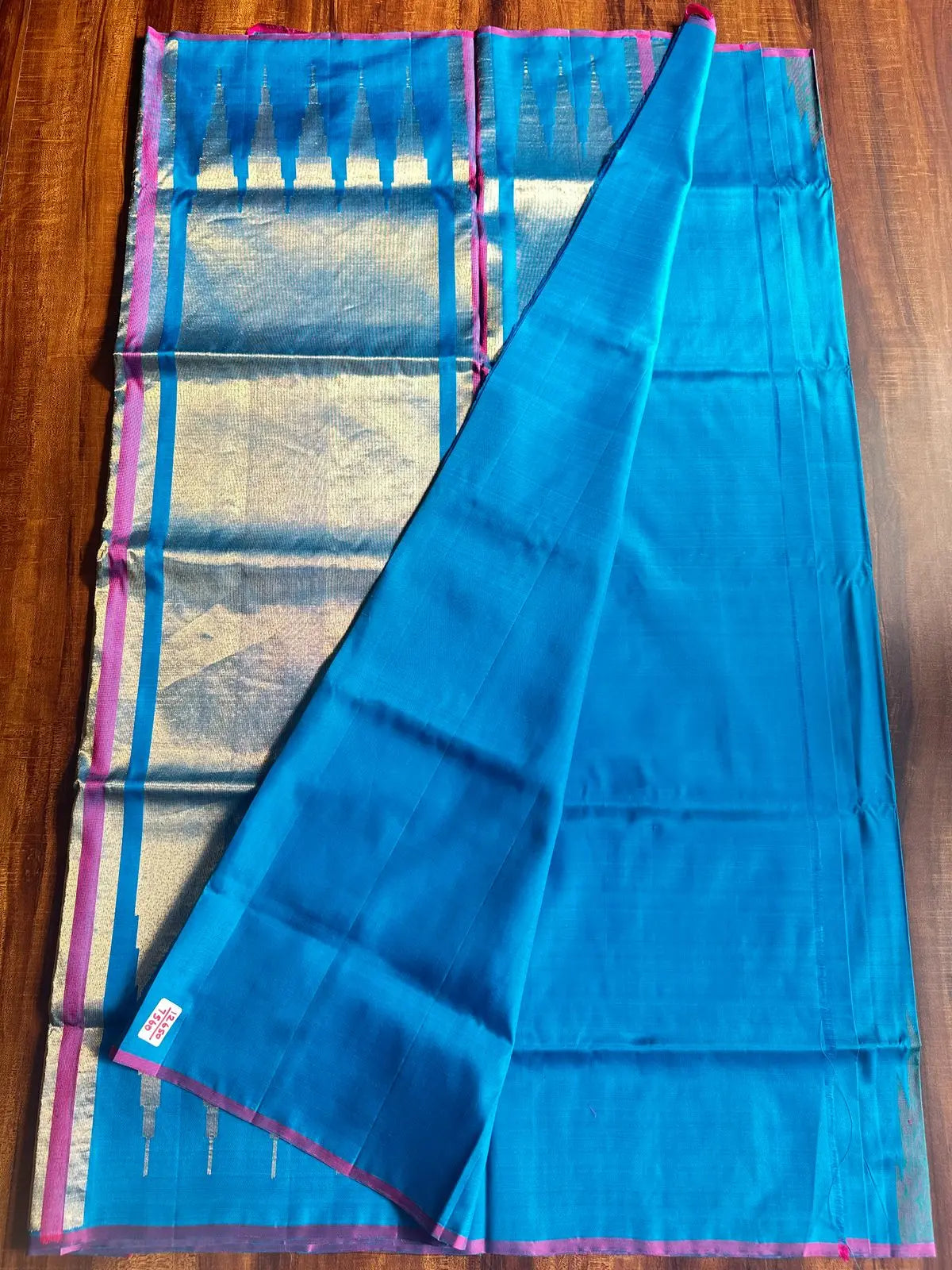 TEAL BLUE PURE SOFT SILK SAREE - Queens Jewel Emporium