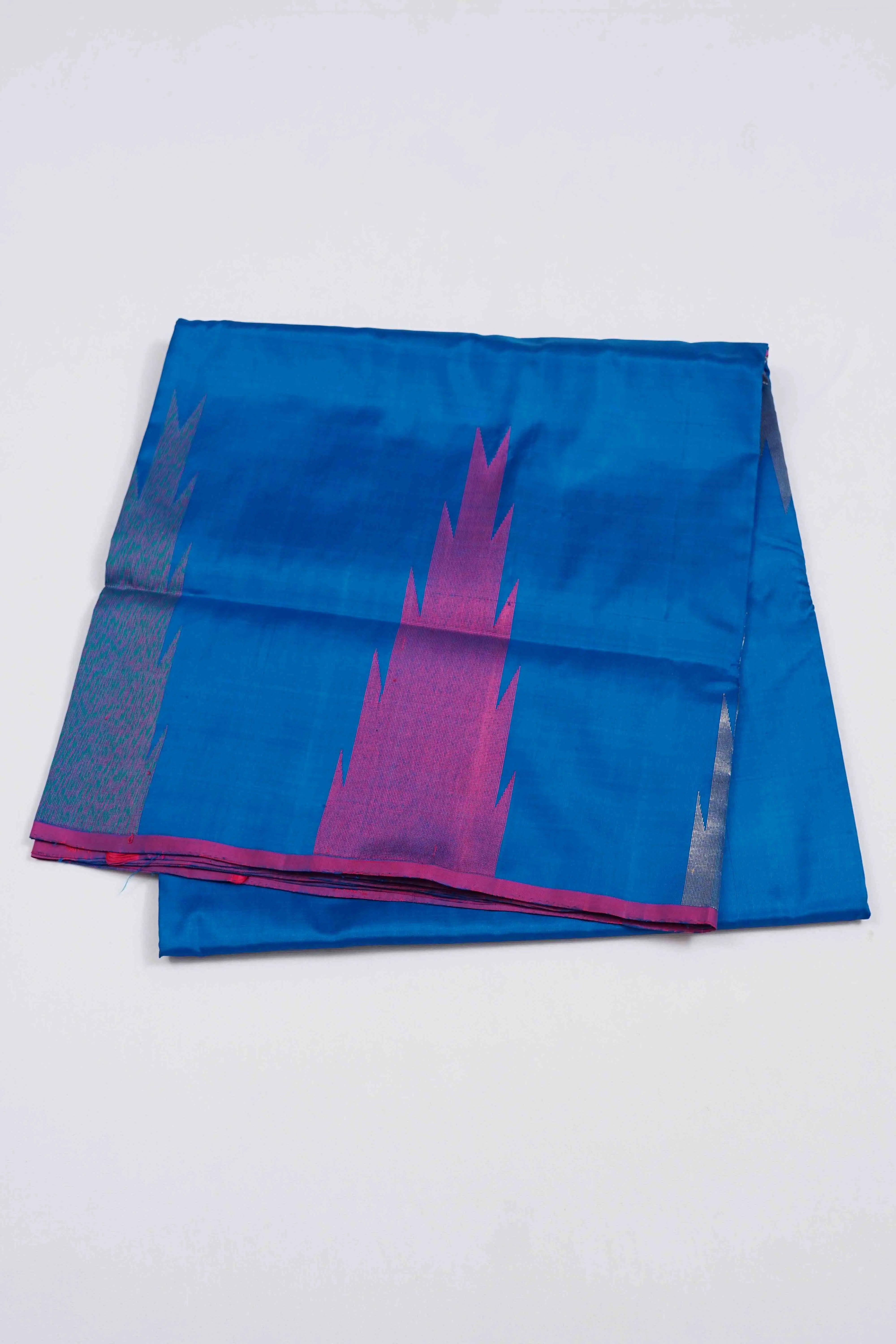 TEAL BLUE PURE SOFT SILK SAREE - Queens Jewel Emporium