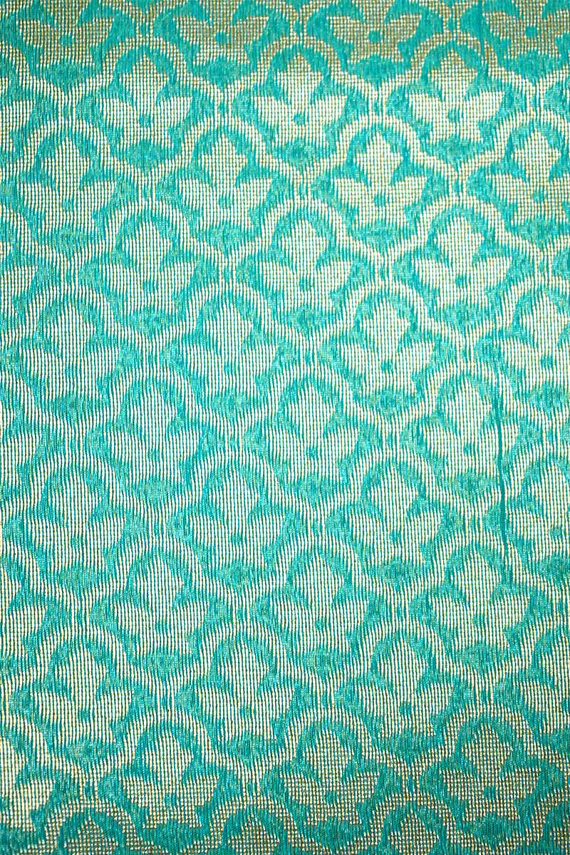 TEAL GREEN BROCADE SILK COTTON SAREE - Queens Jewel Emporium