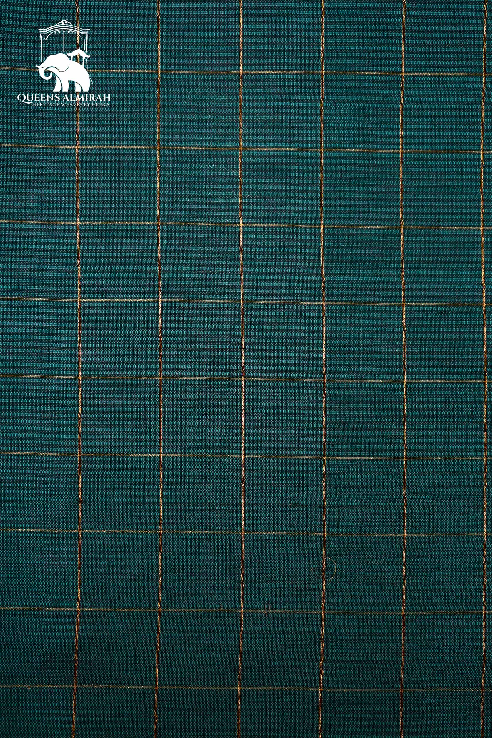 TEAL GREEN WITH CHECKS MANGALGIRI SAREE - Queens Jewel Emporium