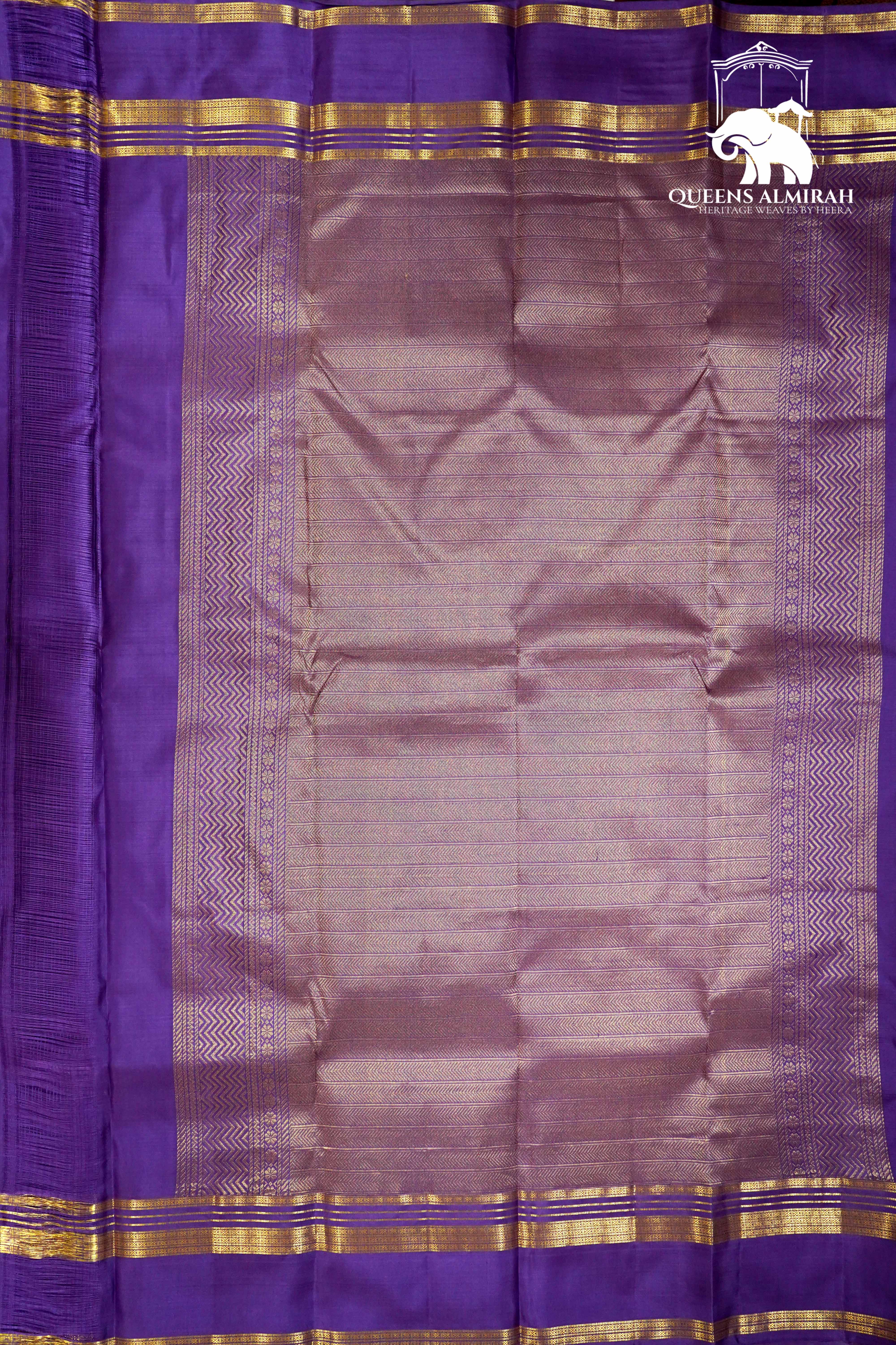 THISTLE PURPLE WITH WOVEN BORDER KANCHIVARAM SILK SAREE - Queens Jewel Emporium