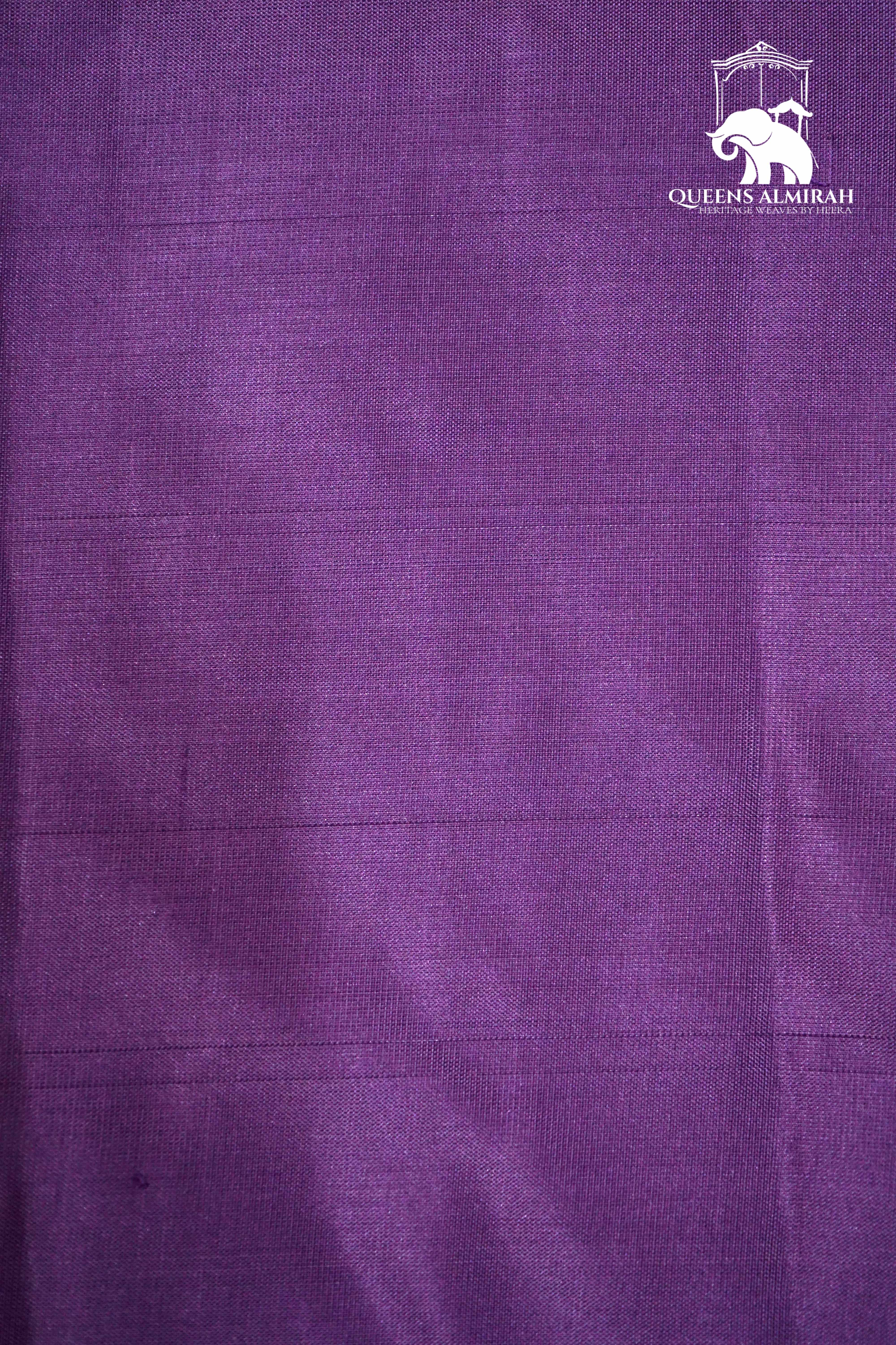 THISTLE PURPLE WITH WOVEN BORDER KANCHIVARAM SILK SAREE - Queens Jewel Emporium