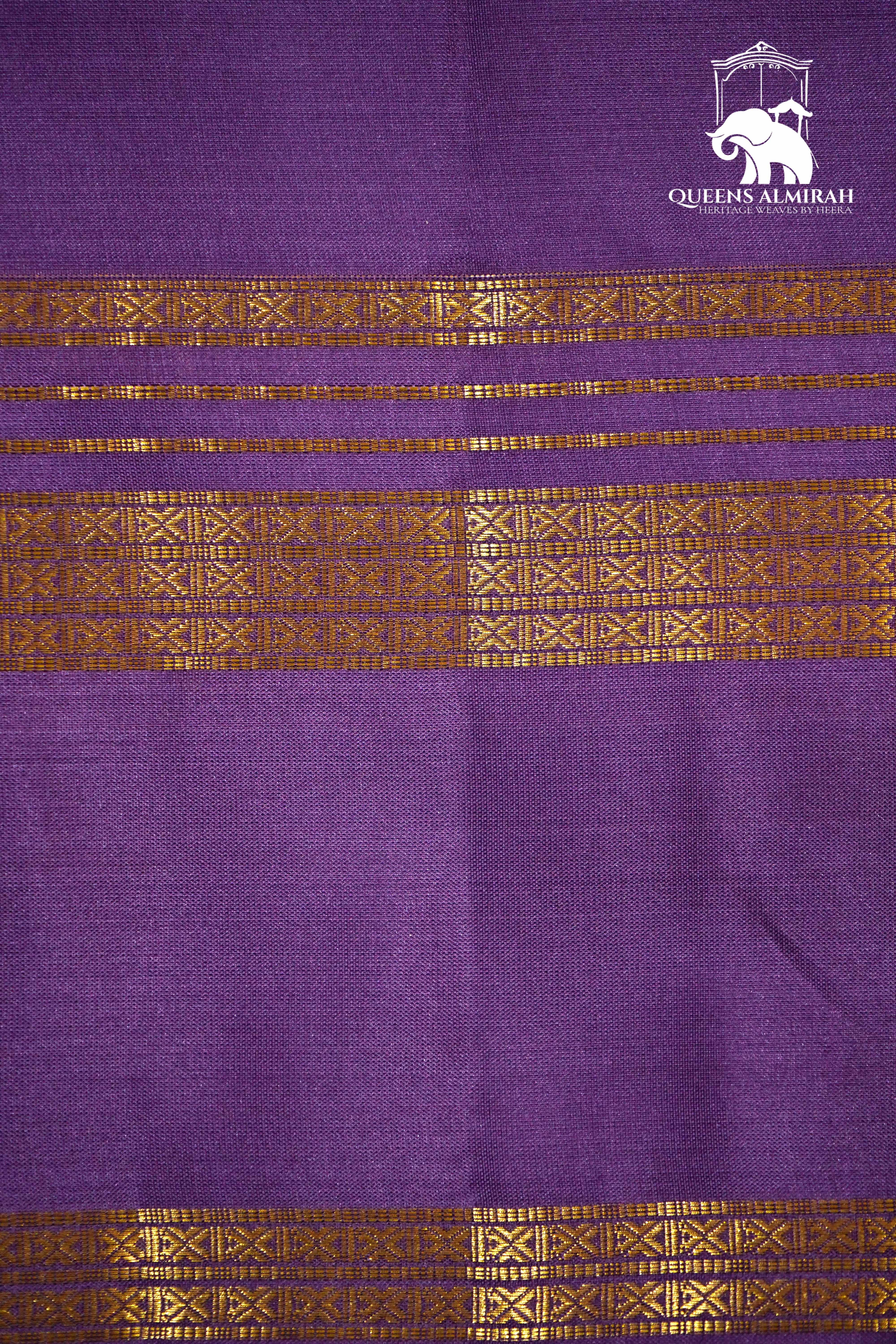 THISTLE PURPLE WITH WOVEN BORDER KANCHIVARAM SILK SAREE - Queens Jewel Emporium