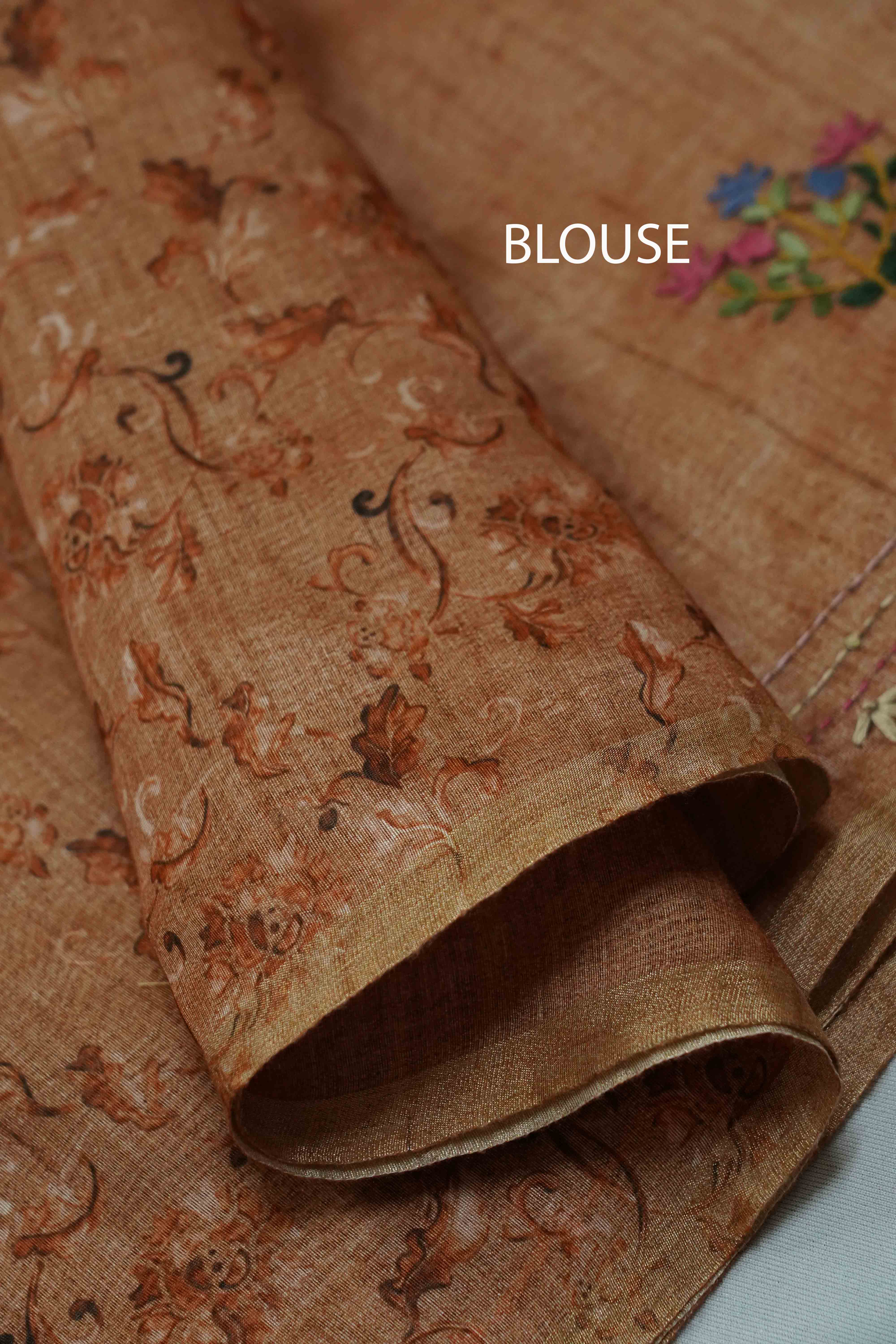 TIGER ORANGE TUSSAR CHANDERI SAREE - Queens Jewel Emporium