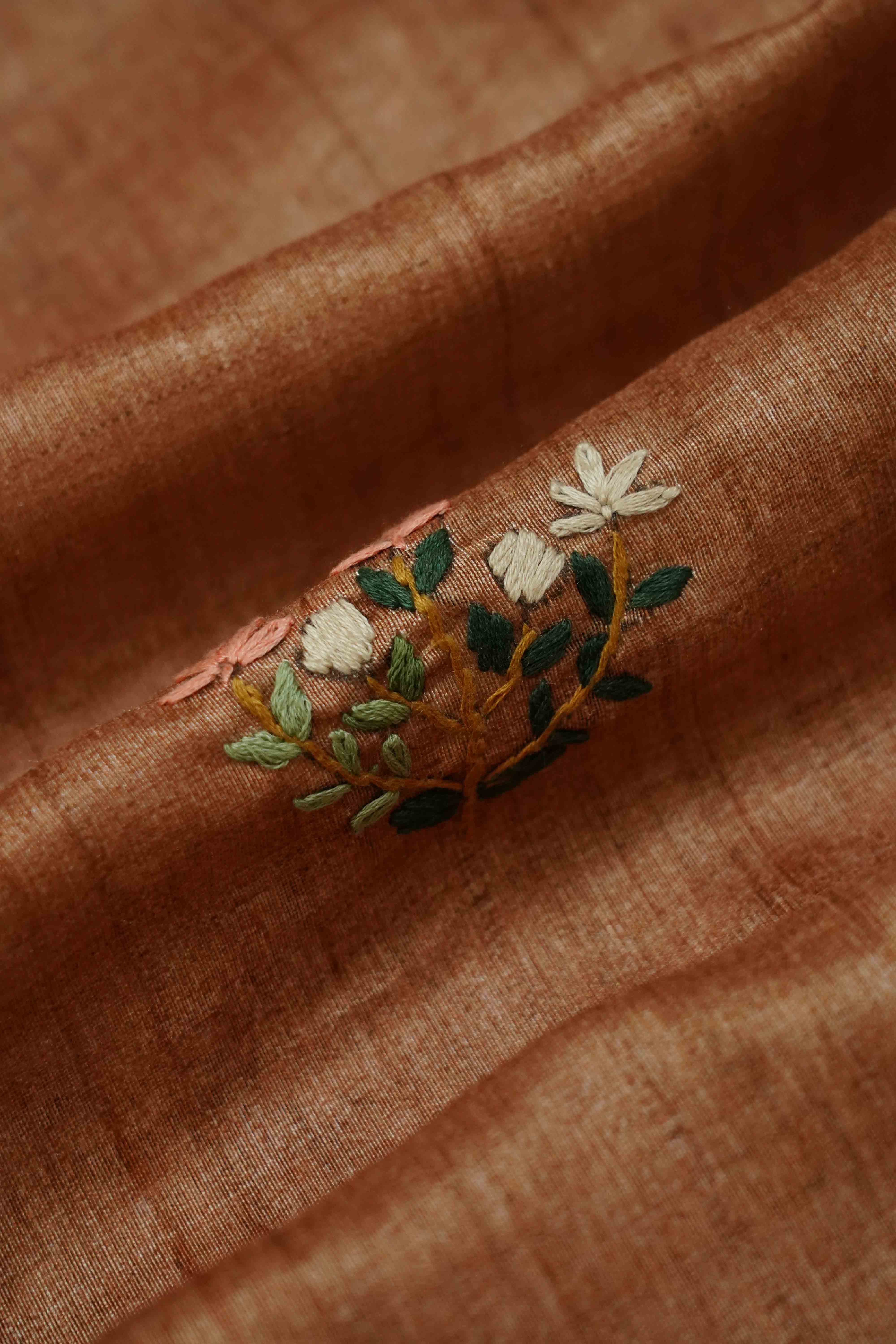 TIGER ORANGE TUSSAR CHANDERI SAREE - Queens Jewel Emporium