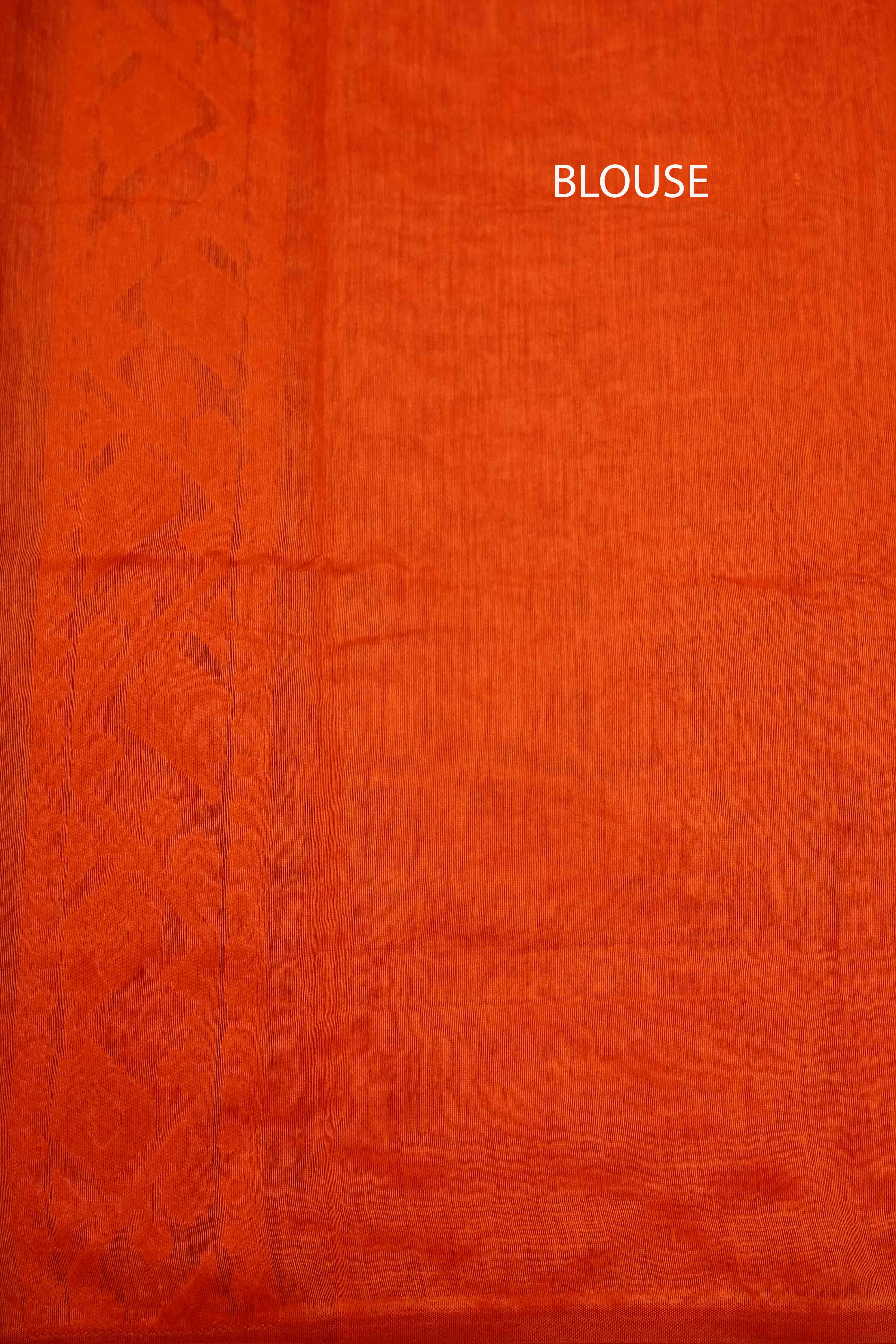 TOMATO ORANGE JAMDANI COTTON SAREE - Queens Jewel Emporium
