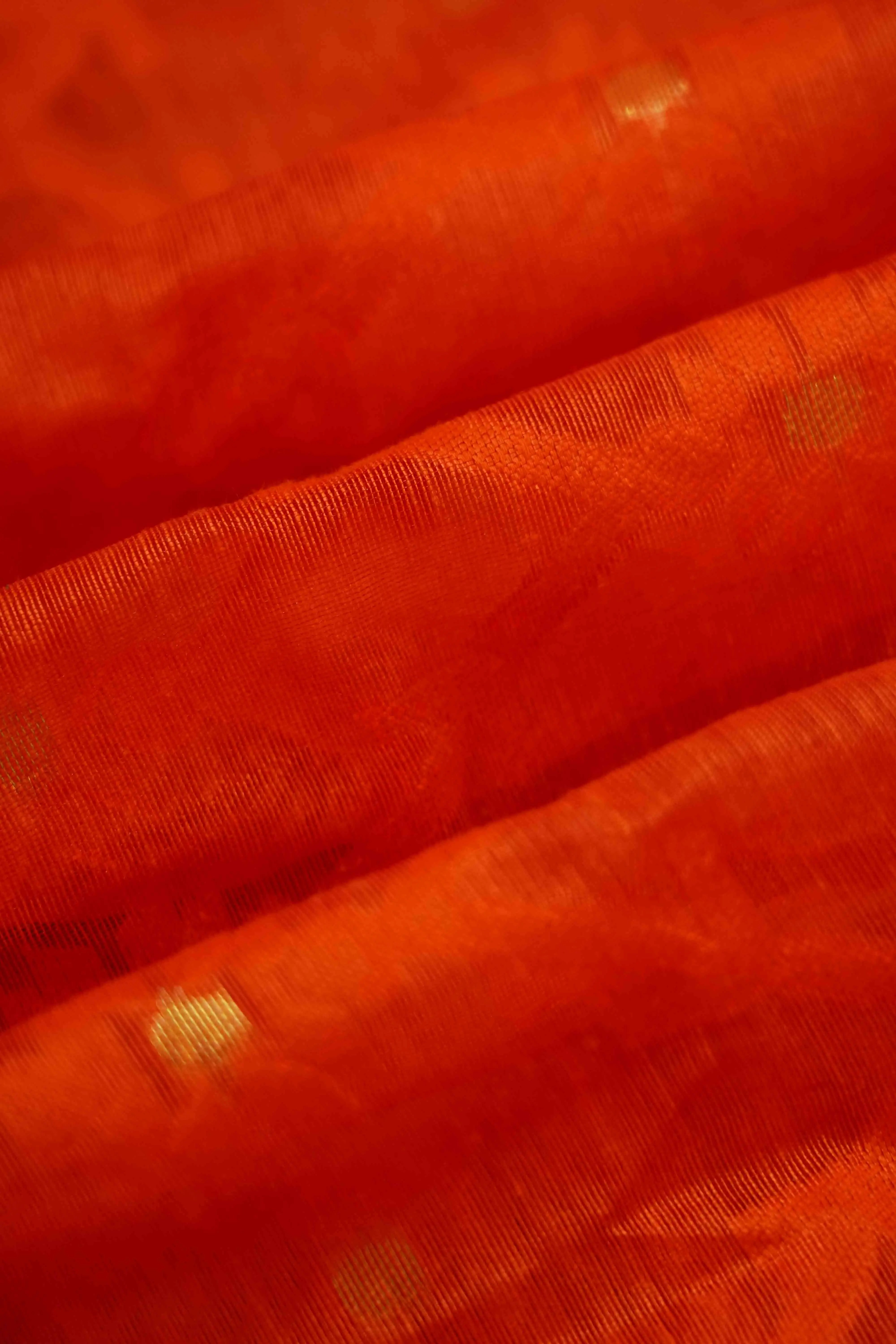 TOMATO ORANGE JAMDANI COTTON SAREE - Queens Jewel Emporium