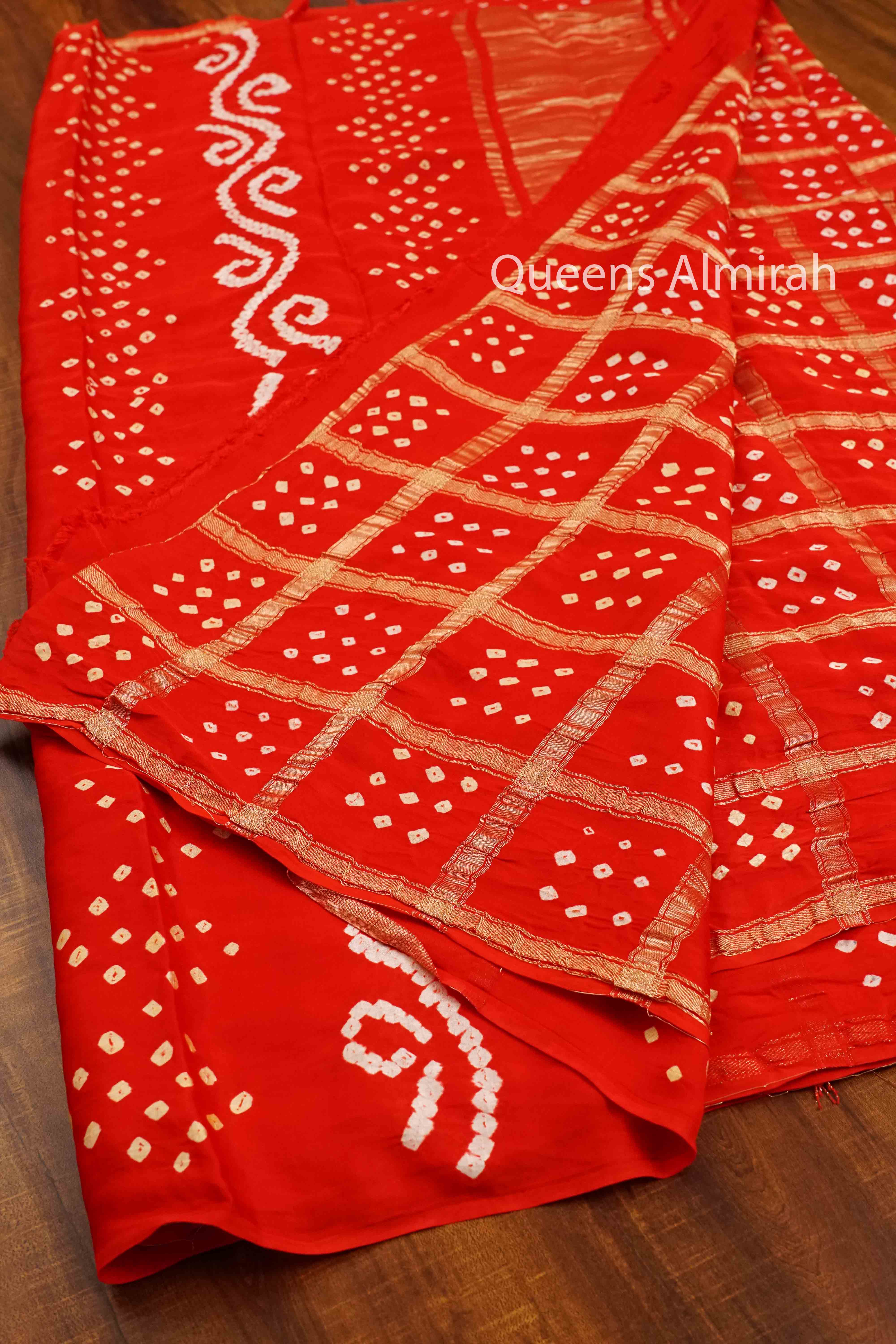 TOMATO RED MODAL SILK SAREE - Queens Jewel Emporium