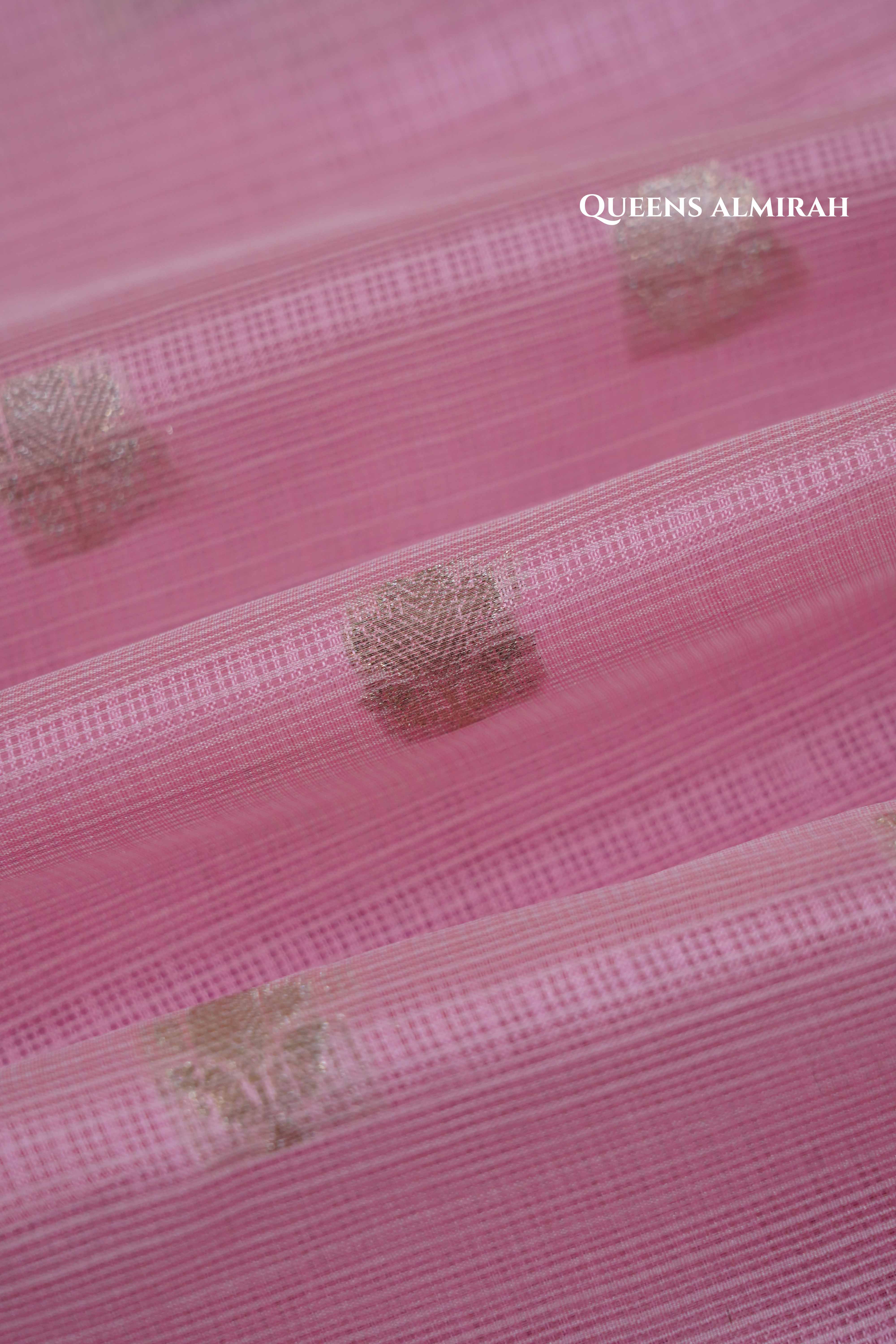 TURKISH PINK SEMI KOTA SILK COTTON SAREE - Queens Jewel Emporium