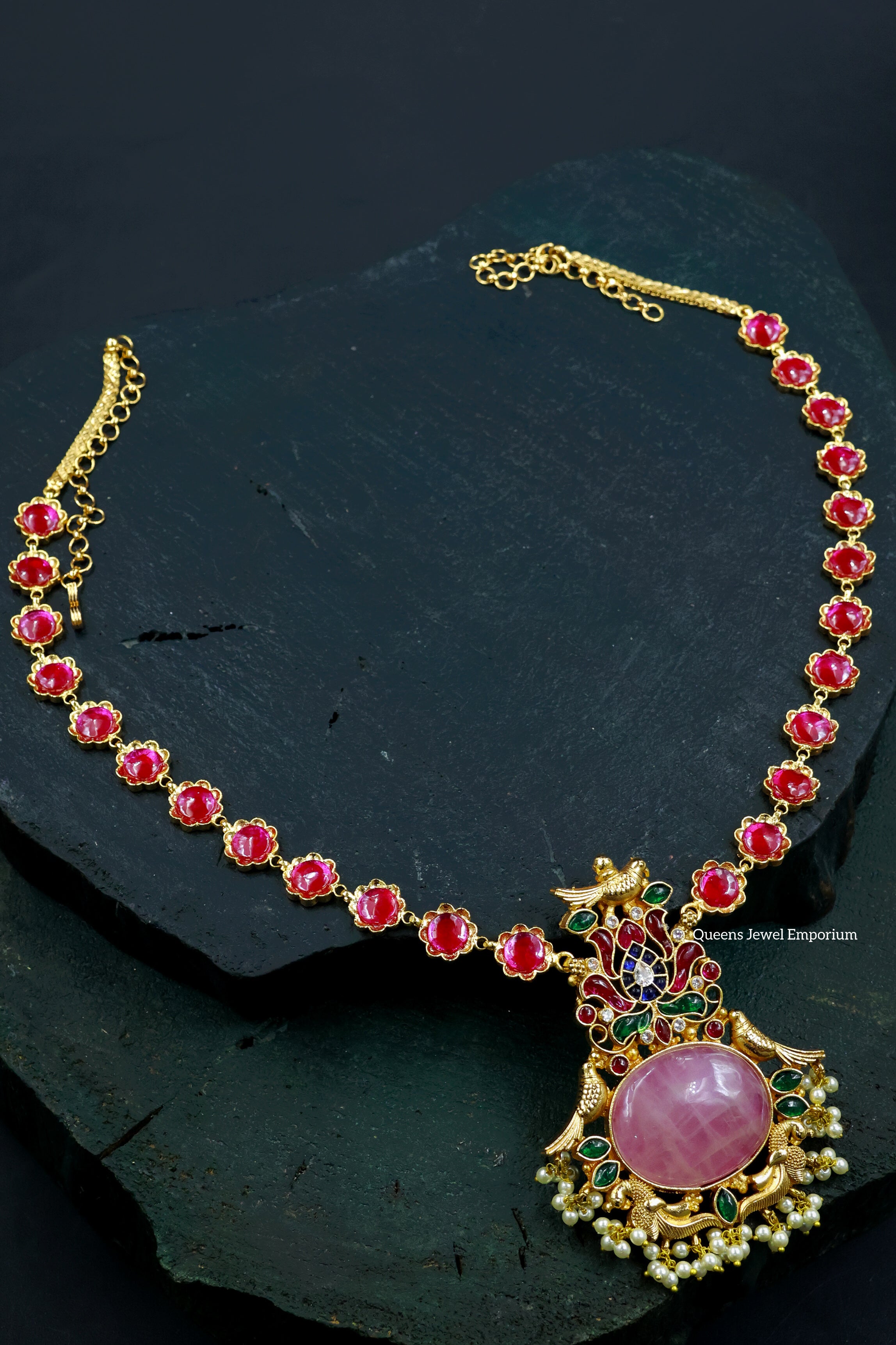 Lotus motif Haram , Nagas kizhi motif , pearl hangings