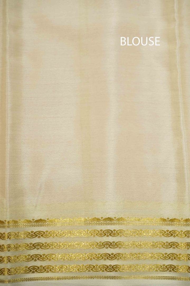 APPLE BLOSSEM WITH SANDAL MYSORE SILK SAREE - Queens Jewel Emporium