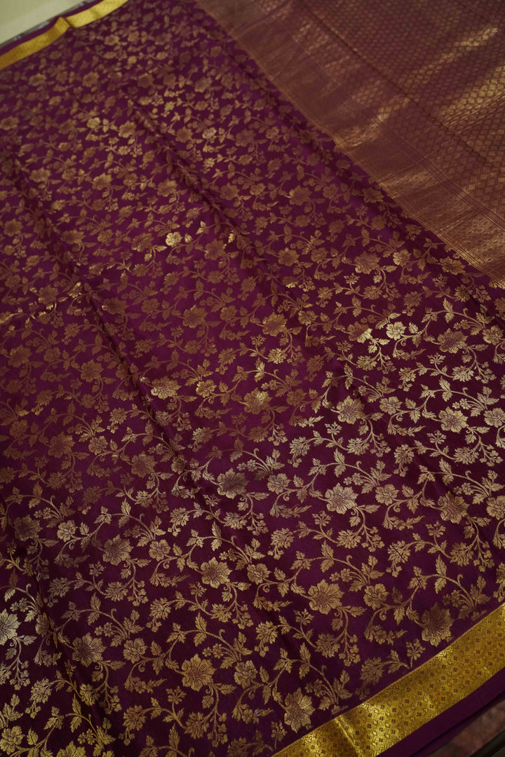 MAGENTA MYSORE SILK SAREE - Queens Jewel Emporium
