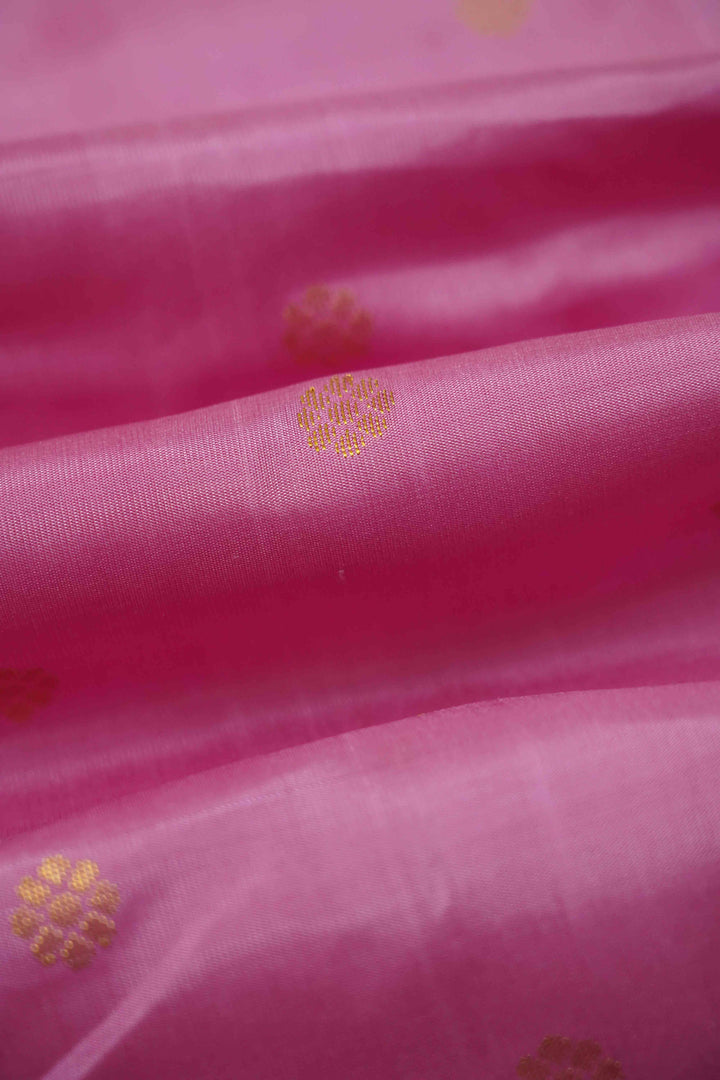 ROSE MILK PINK WITH BLUE GREEN PURE KANCHIVARAM SILK SAREE - Queens Jewel Emporium