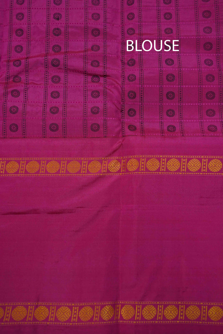 PASSIA FLOWER PURPLE WITH MAGENTA PURE KANCHIVARAM SILK SAREE - Queens Jewel Emporium
