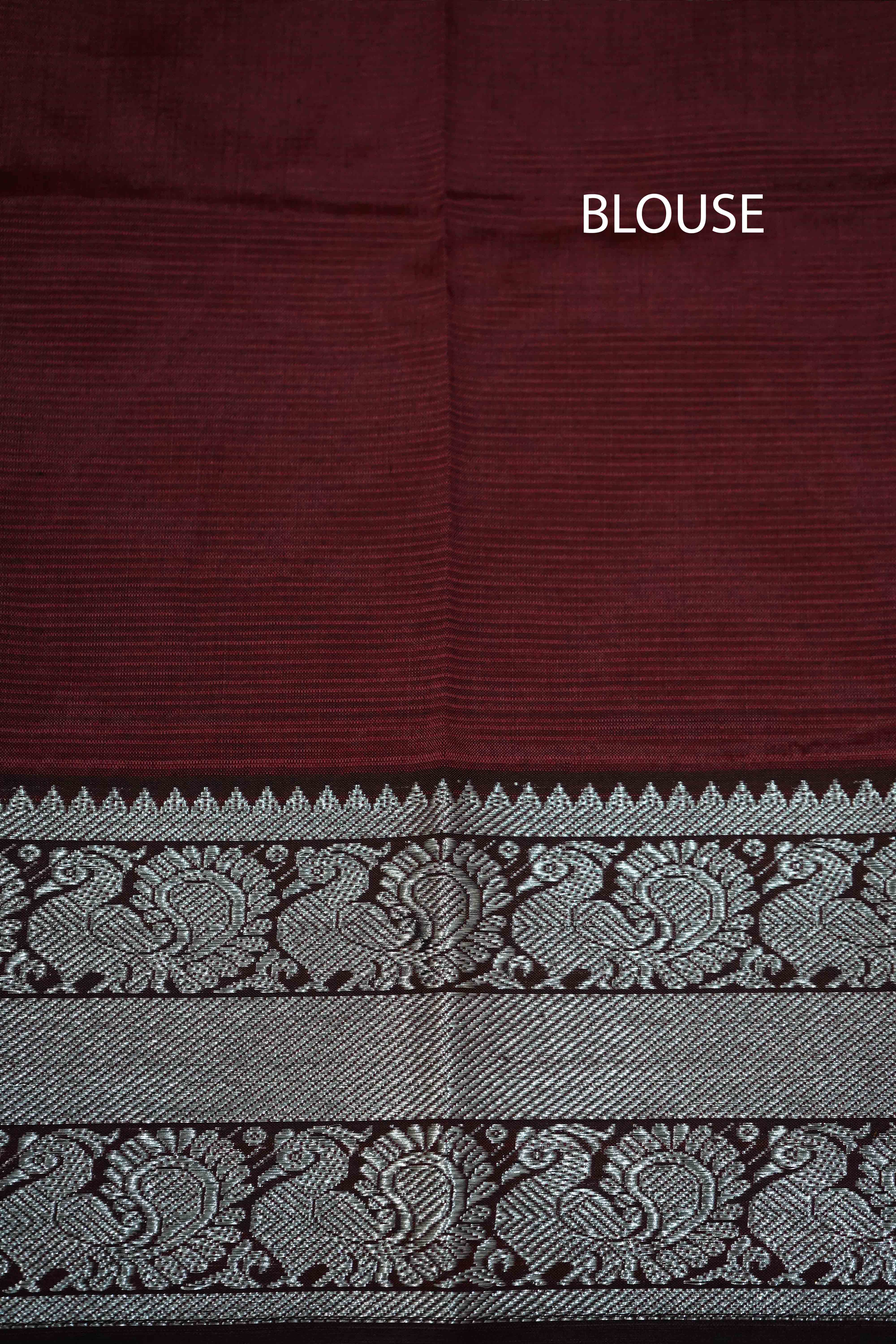 VELVET MAROON WIITH WOVEN BORDER MANGALGIRI SAREE - Queens Jewel Emporium