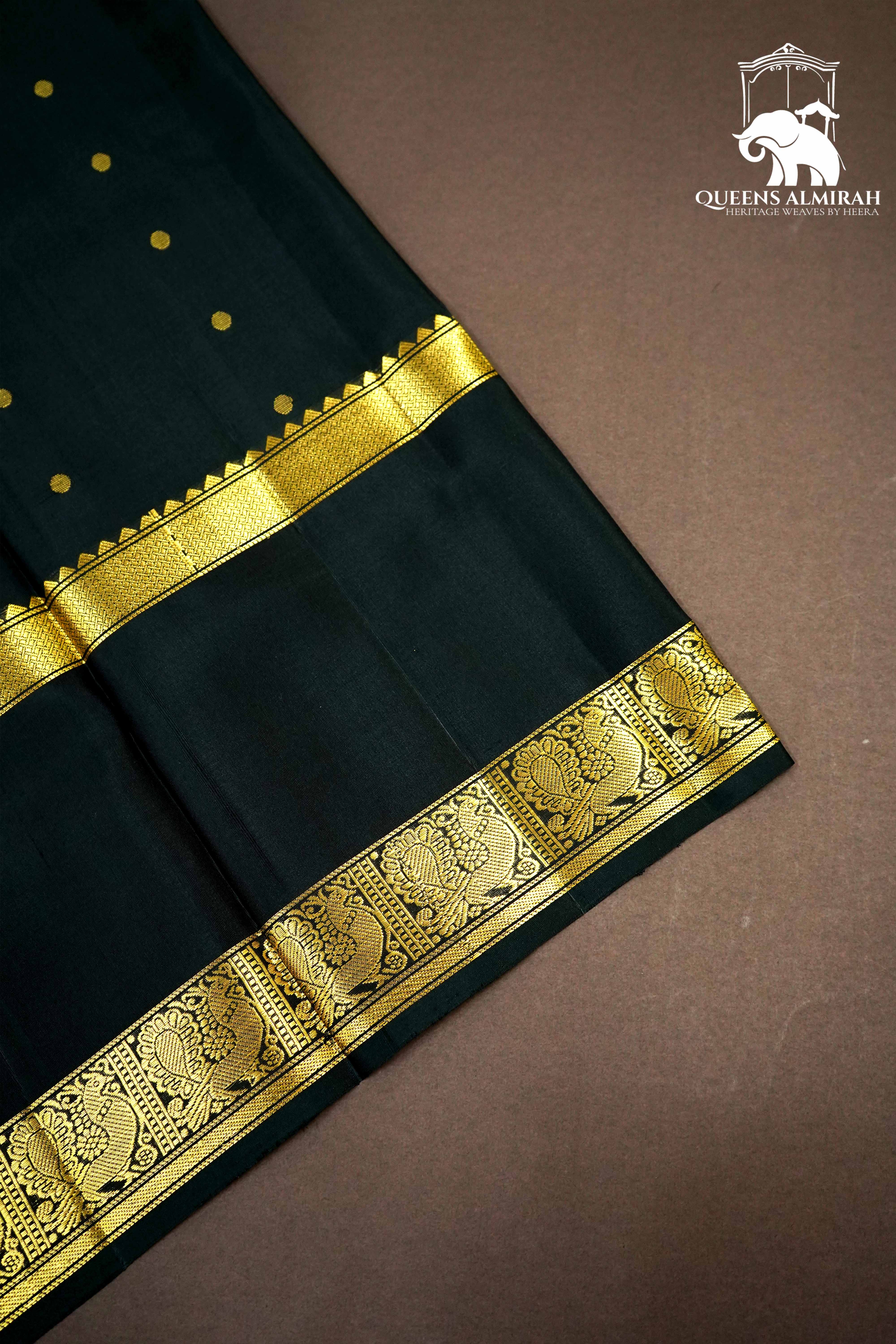 VERDUN GREEN WITH BLACK SOFT SILK SAREE - Queens Jewel Emporium