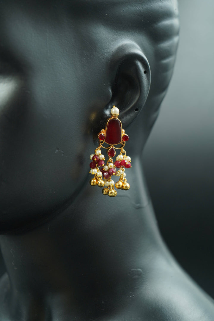 THIYA PEARL EARRINGS - RED - Queens Jewel Emporium