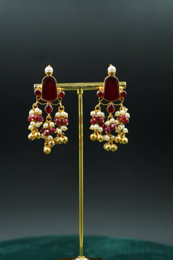 THIYA PEARL EARRINGS - RED - Queens Jewel Emporium