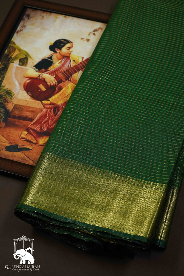 KIWI GREEN  MAHESHWARI SAREE - Queens Jewel Emporium