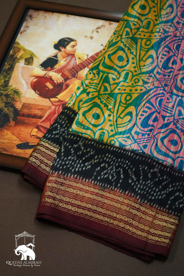 MULTI COLOR MULBERRY SILK SAREE - Queens Jewel Emporium