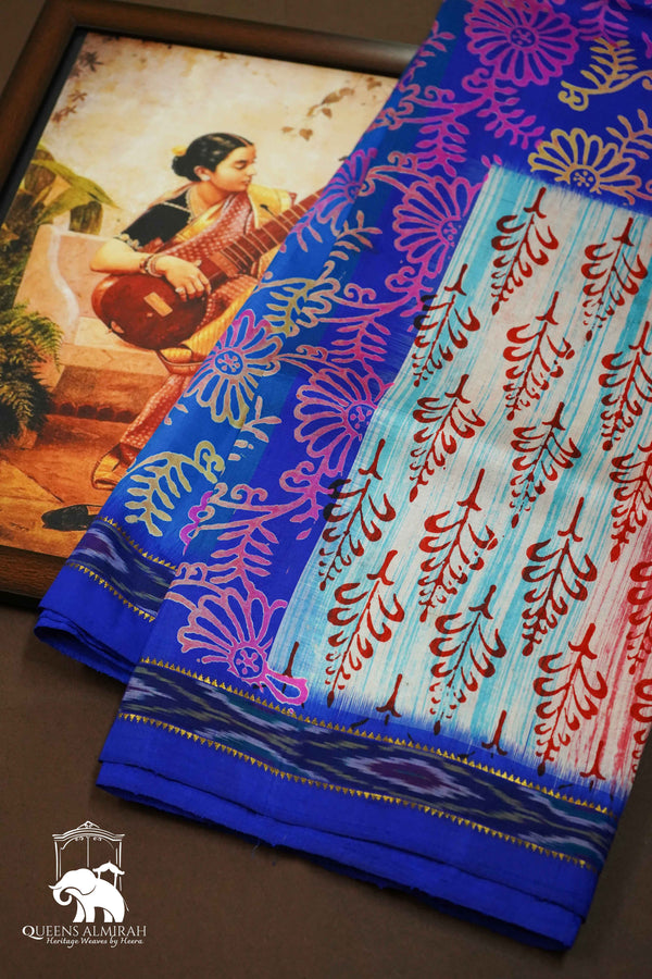 MEDIUM TEAL BLUE MULBERRY SILK SAREE - Queens Jewel Emporium