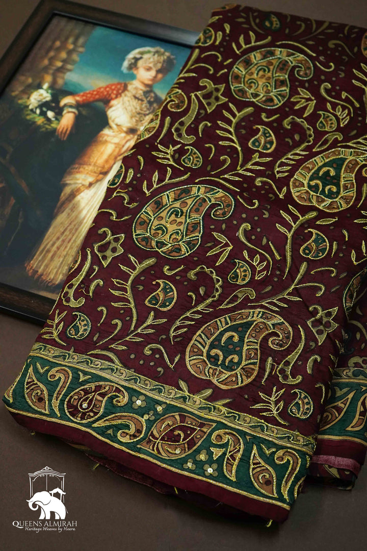 WOODY BROWN MULBERRY SILK SAREE - Queens Jewel Emporium