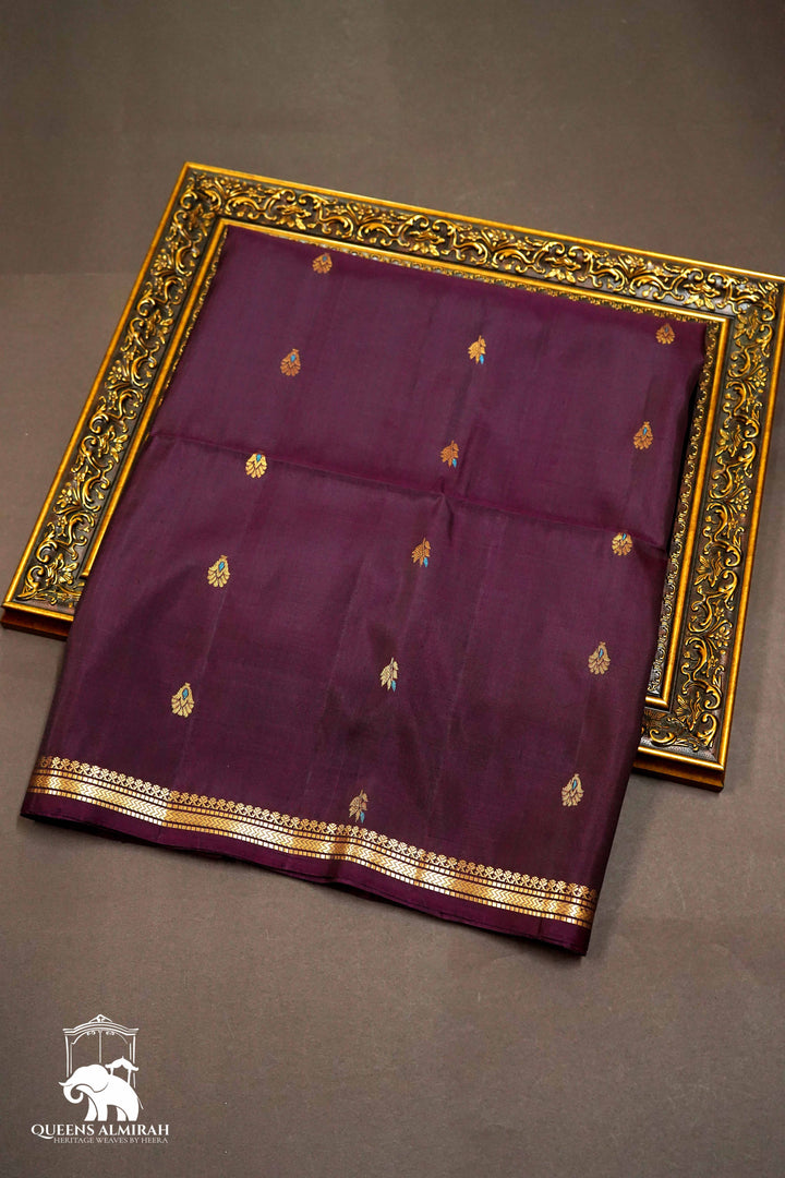 DEEP COFFEE BROWN WITH GOLD BORDER SOFT SILK SAREE - Queens Jewel Emporium