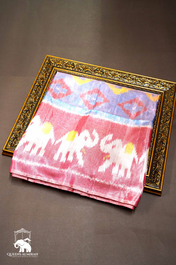 COOL BLUE WITH TURKISH PINK SOFT SILK SAREE - Queens Jewel Emporium