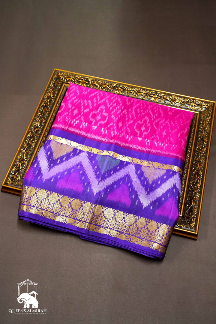 DEEP MAGENTA WITH DARK VIOLET SOFT SILK SAREE - Queens Jewel Emporium
