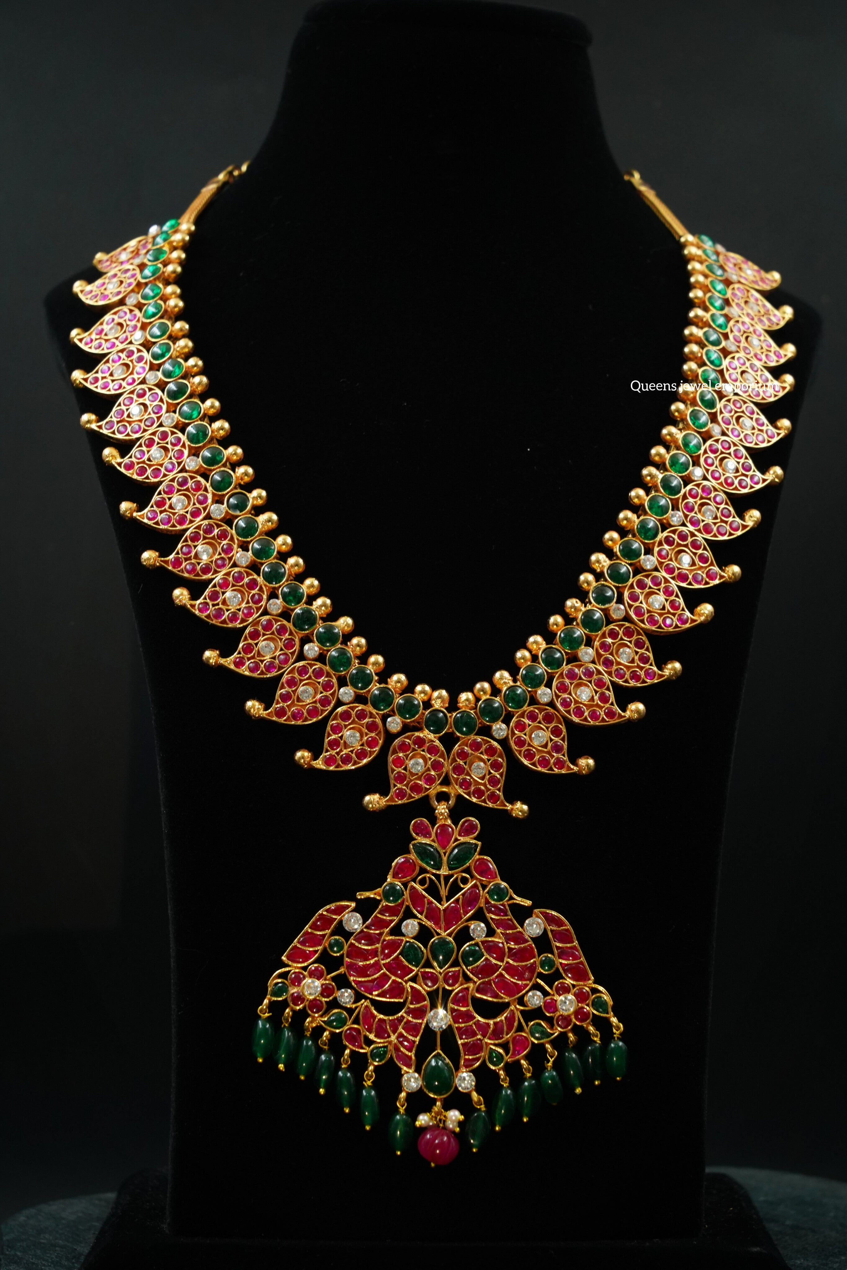 Bridal jewellery , Green color stone , Red color stone Jewellery